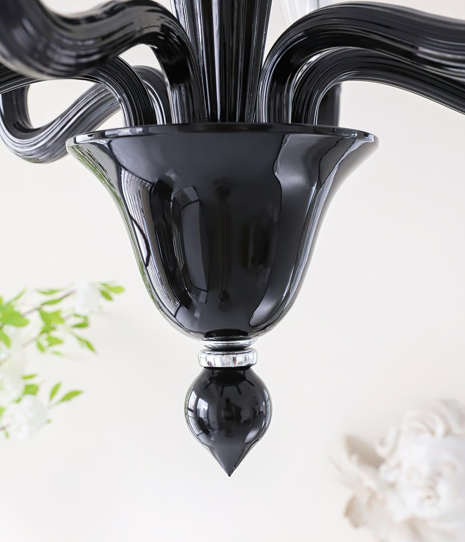 Aurora Chandelier Black Murano Candle Arm Glass Classic - Neutralighting