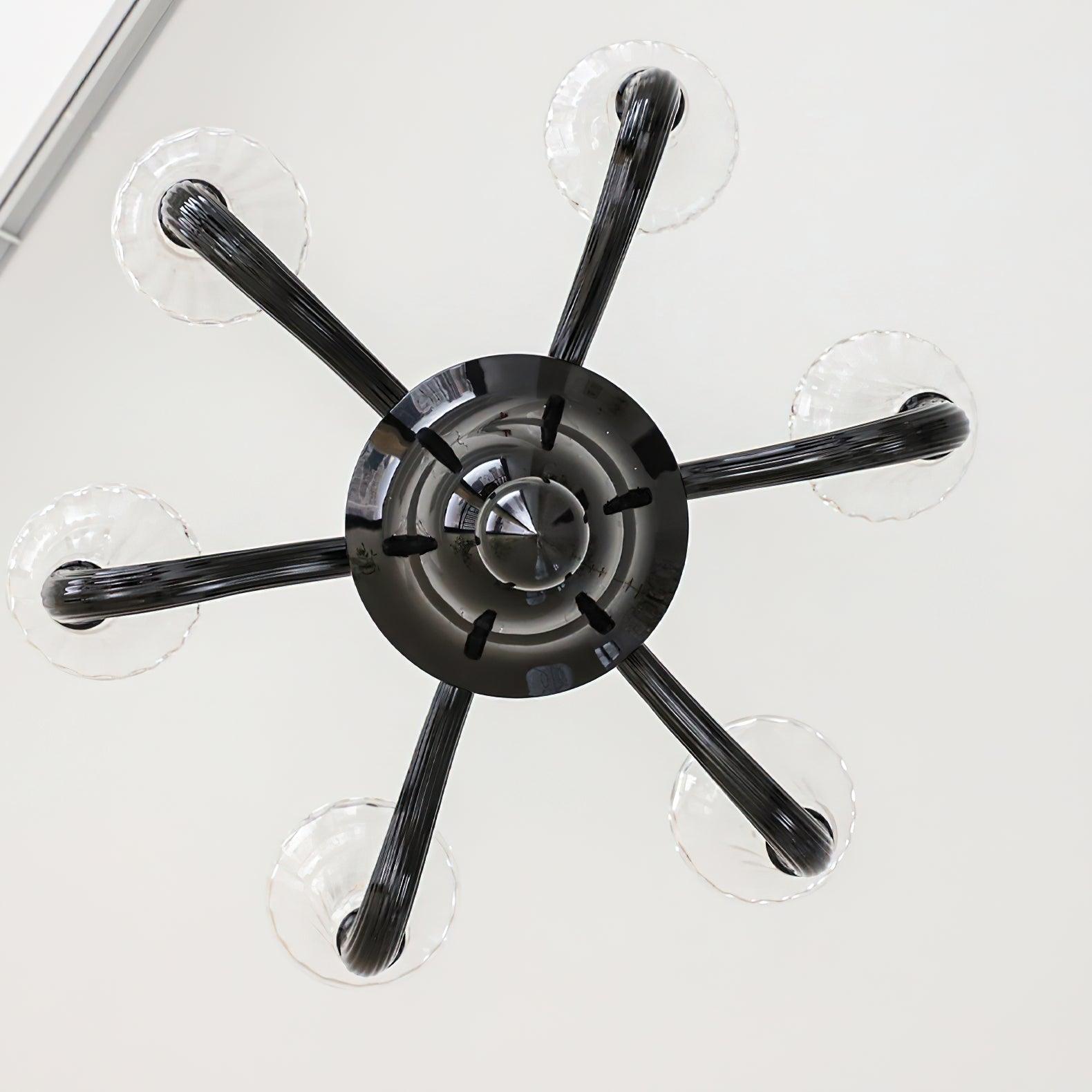 Aurora Chandelier Black Murano Candle Arm Glass Classic - Neutralighting