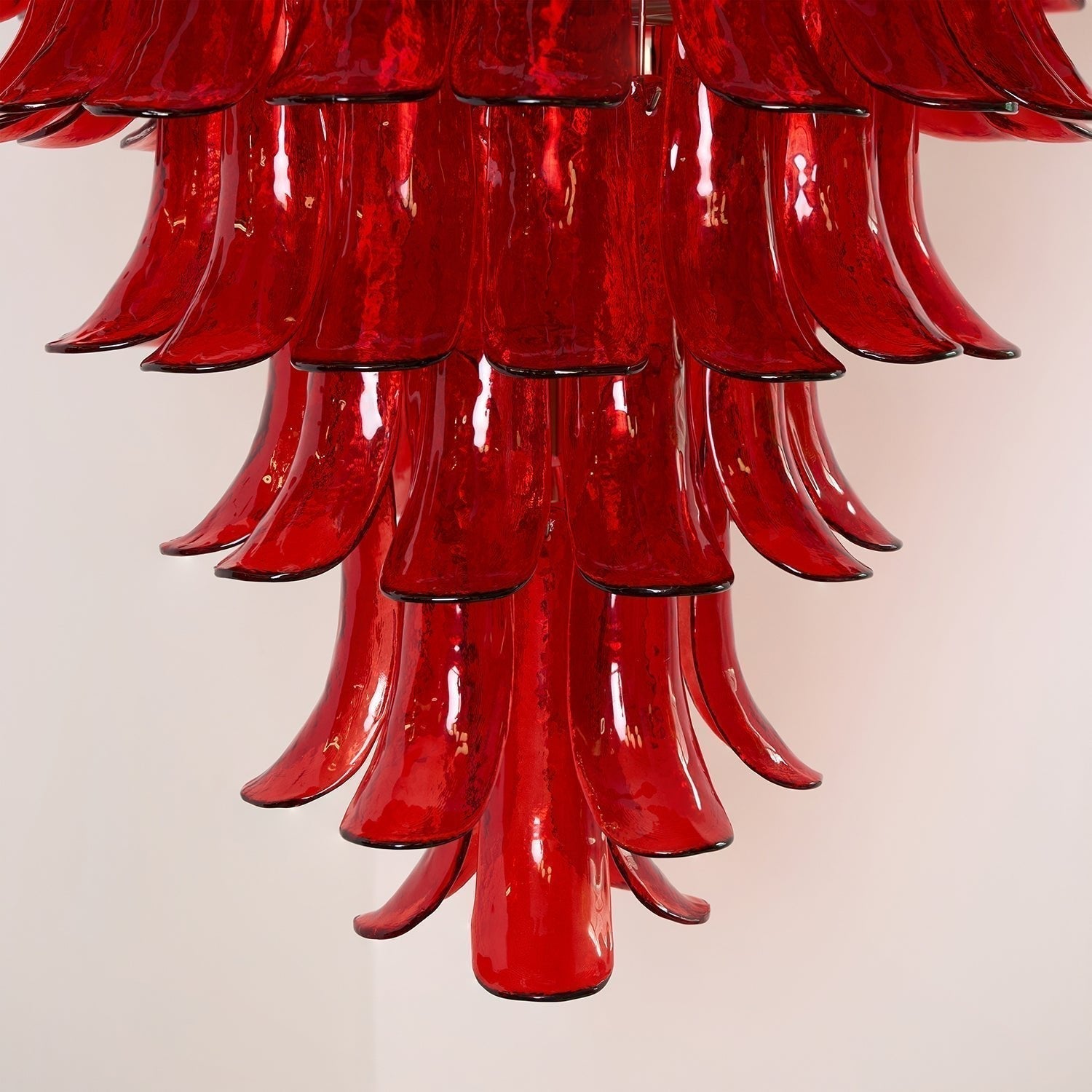 Aurora Chandelier Crimson Murano Petals Bold Art Glass - Neutralighting