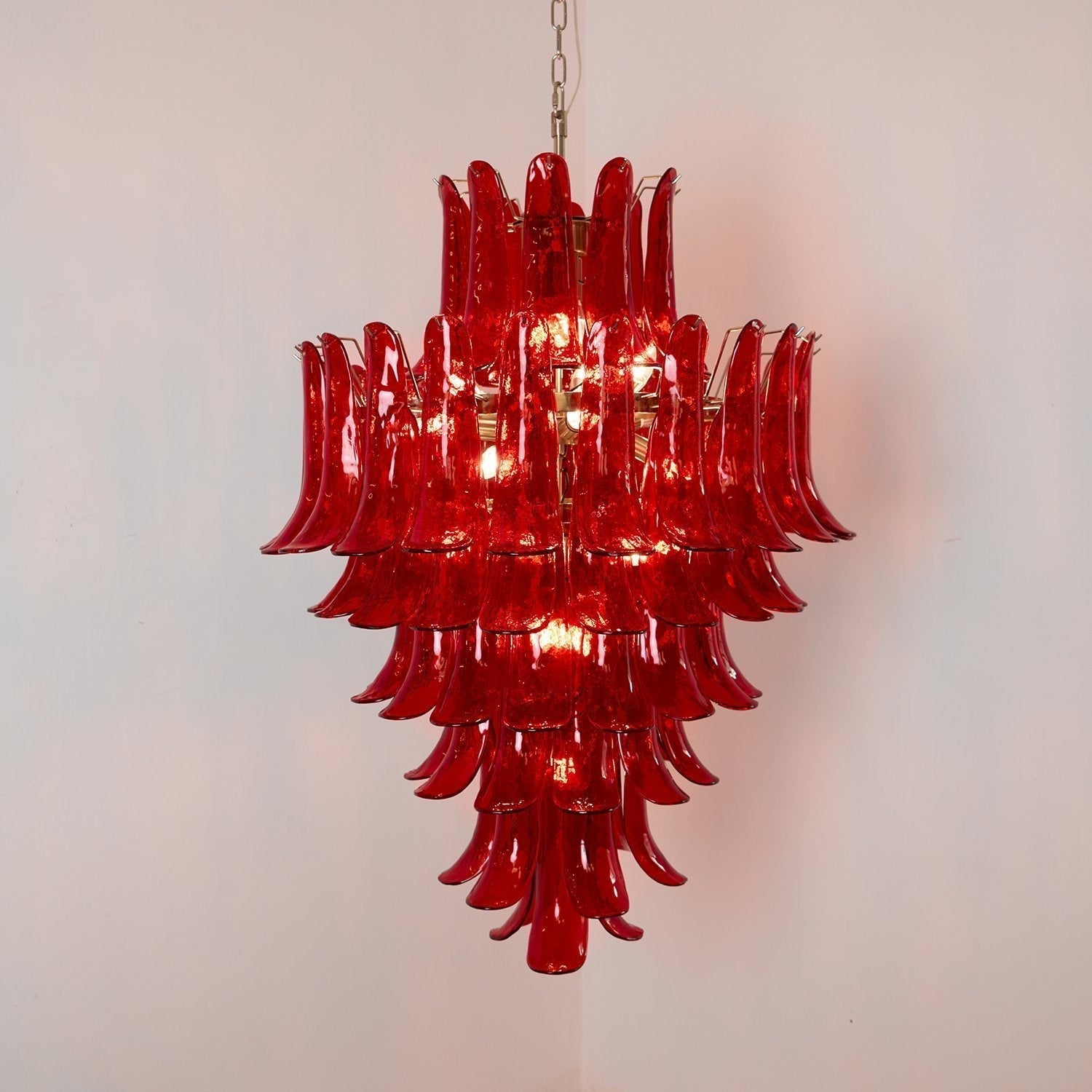 Aurora Chandelier Crimson Murano Petals Bold Art Glass - Neutralighting