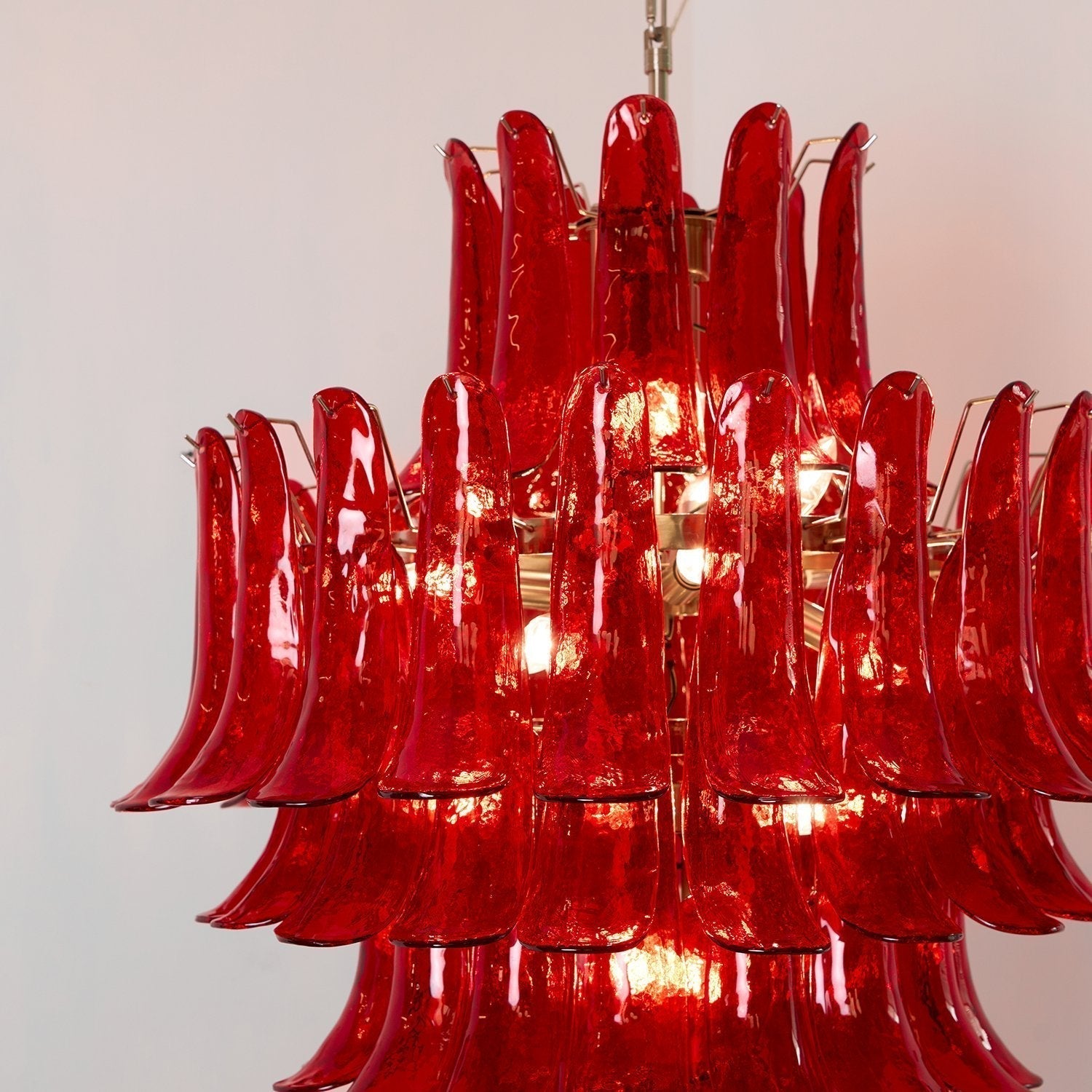 Aurora Chandelier Crimson Murano Petals Bold Art Glass - Neutralighting