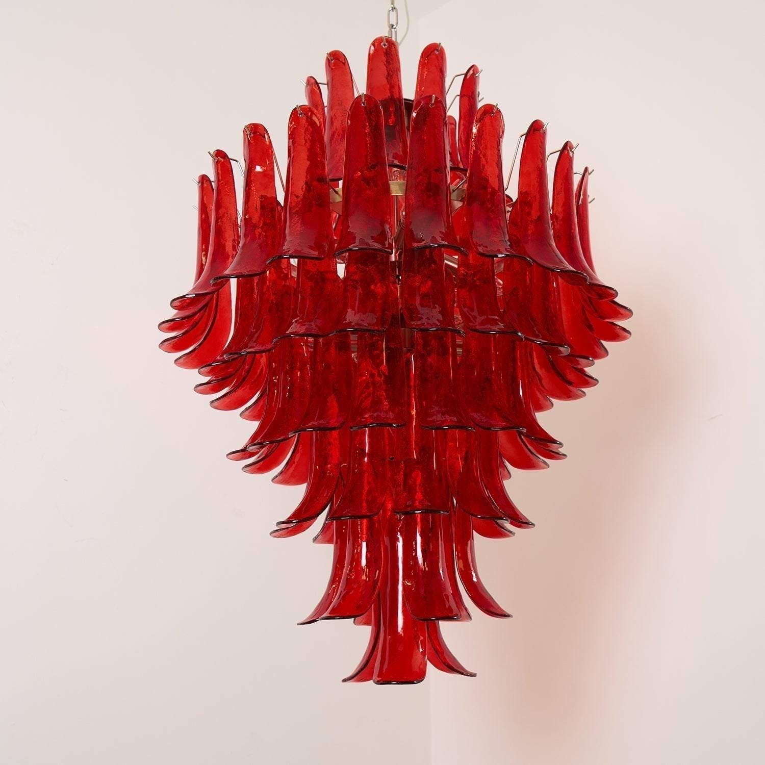 Aurora Chandelier Crimson Murano Petals Bold Art Glass - Neutralighting