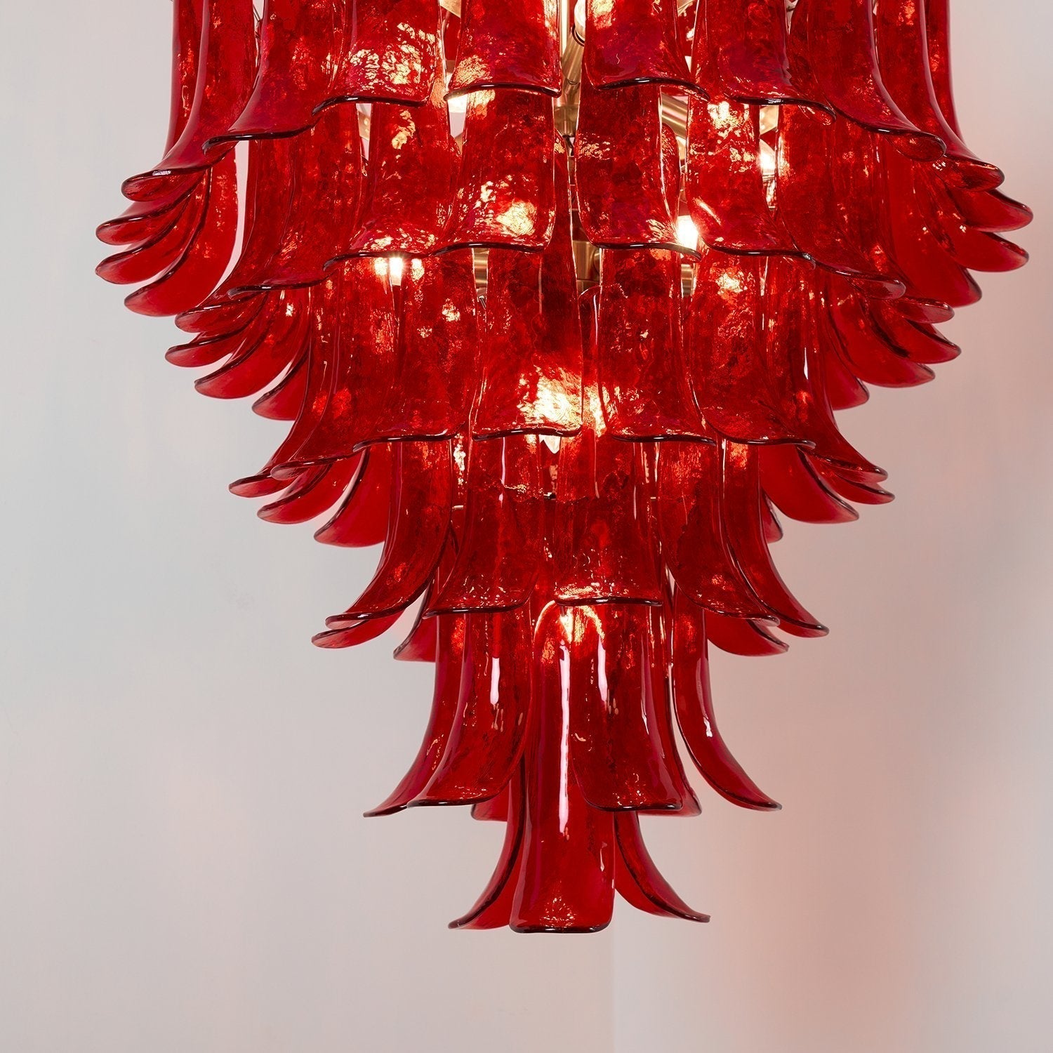 Aurora Chandelier Crimson Murano Petals Bold Art Glass - Neutralighting