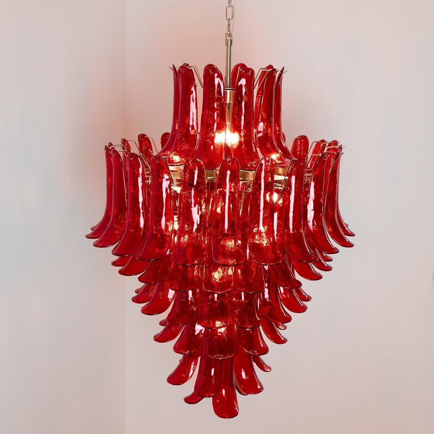 Aurora Chandelier Crimson Murano Petals Bold Art Glass - Neutralighting