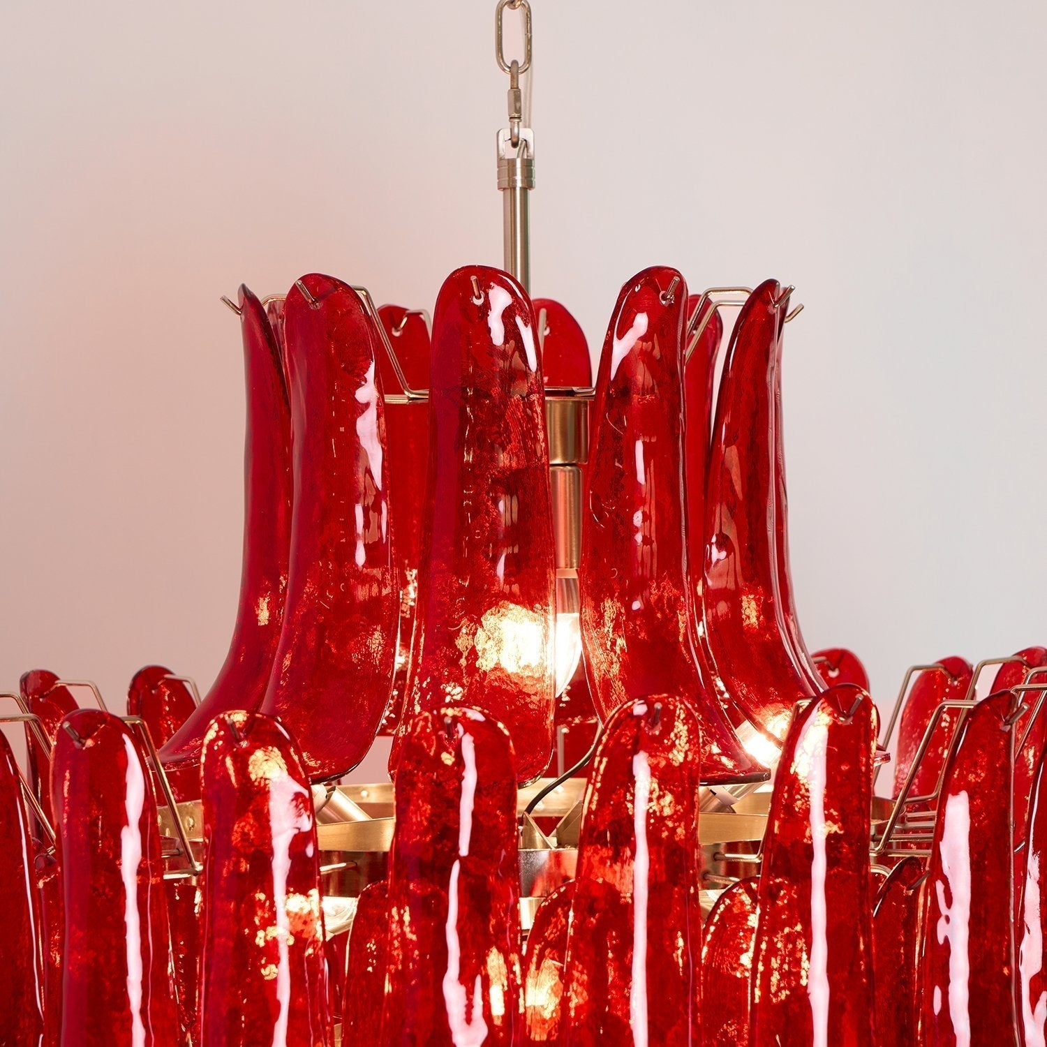 Aurora Chandelier Crimson Murano Petals Bold Art Glass - Neutralighting