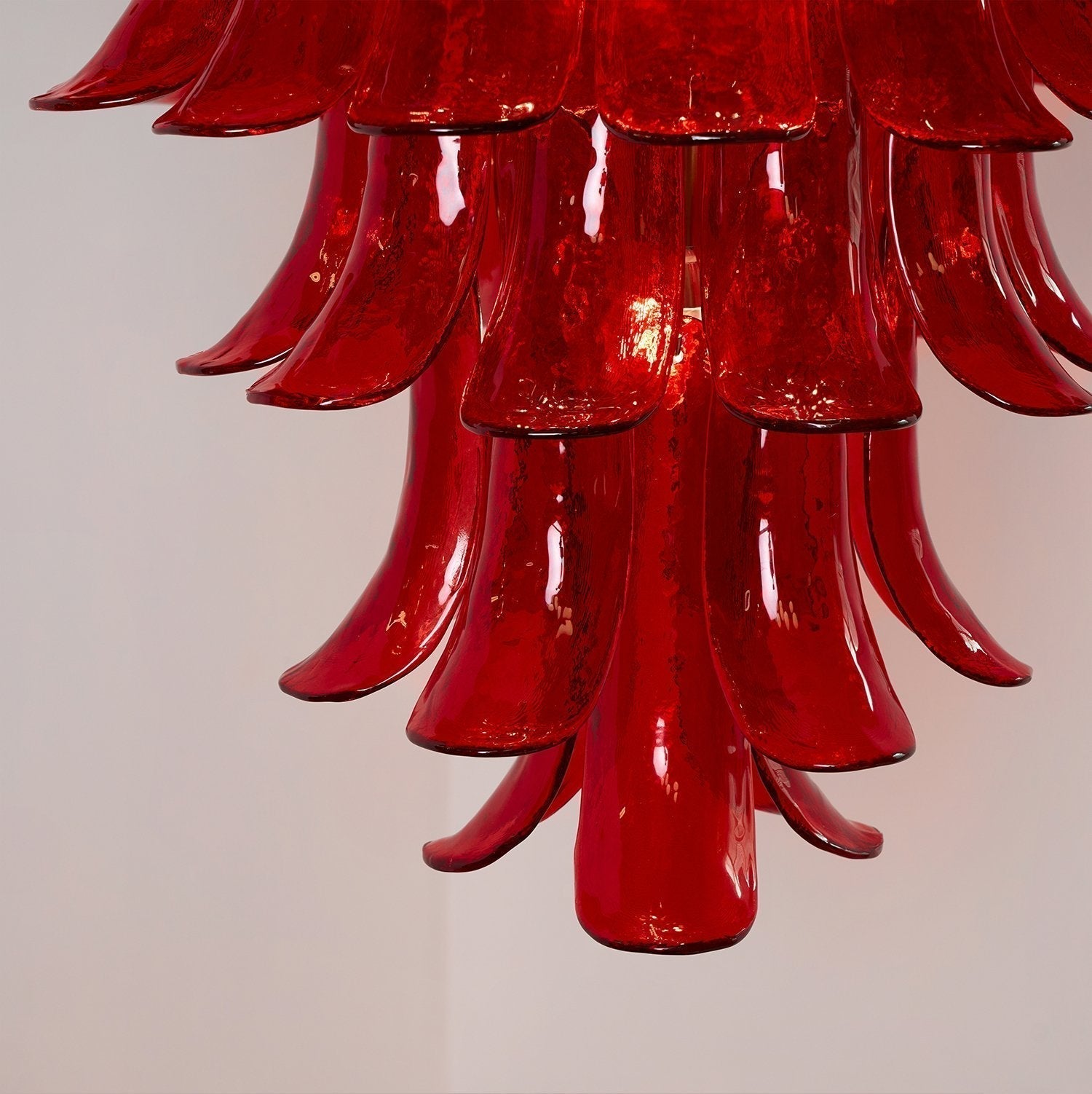 Aurora Chandelier Crimson Murano Petals Bold Art Glass - Neutralighting
