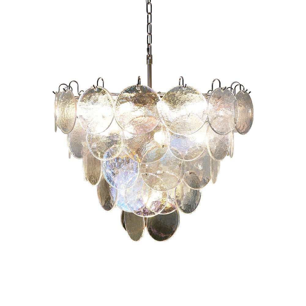 Aurora Chandelier Iridescent Murano Glass Disc - Neutralighting