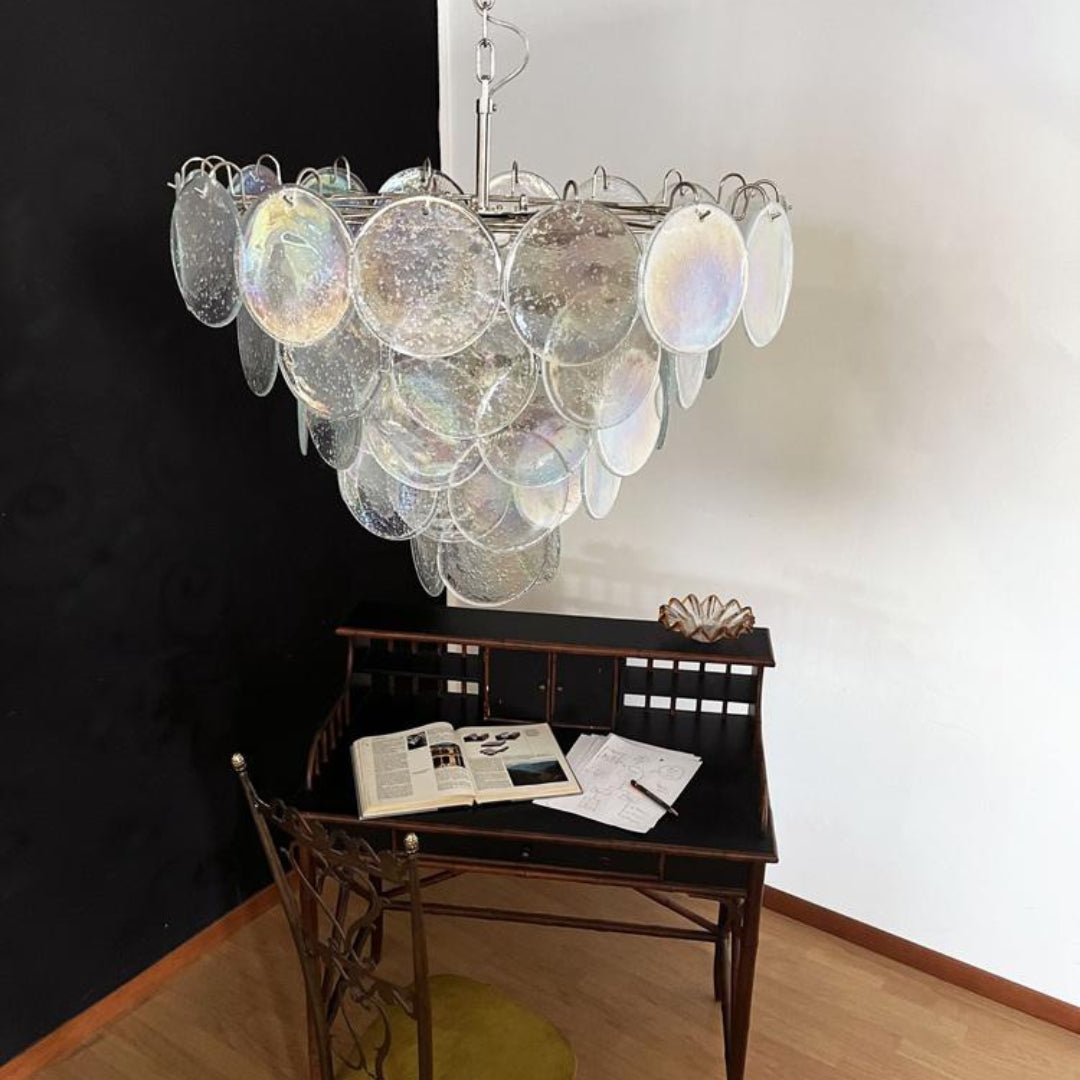 Aurora Chandelier Iridescent Murano Glass Disc - Neutralighting