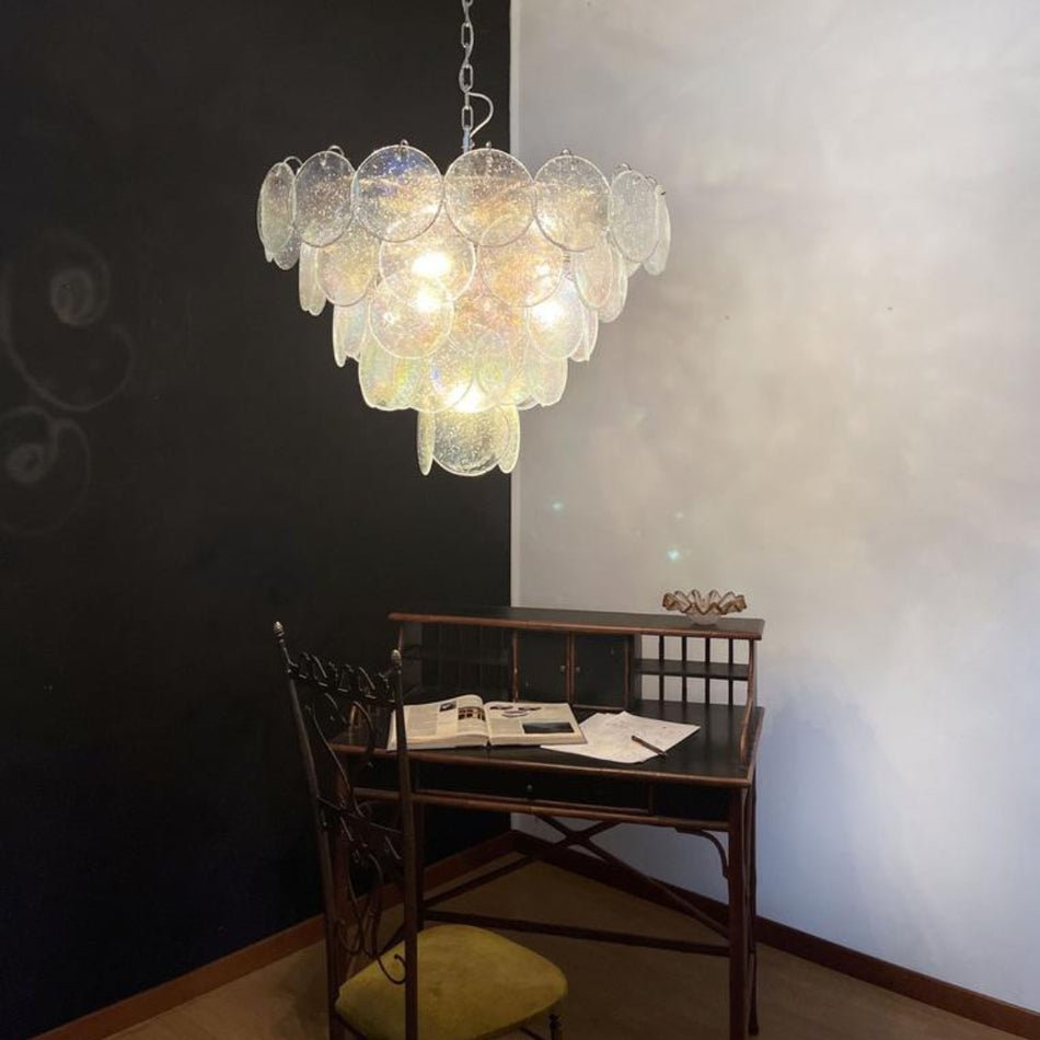 Aurora Chandelier Iridescent Murano Glass Disc - Neutralighting