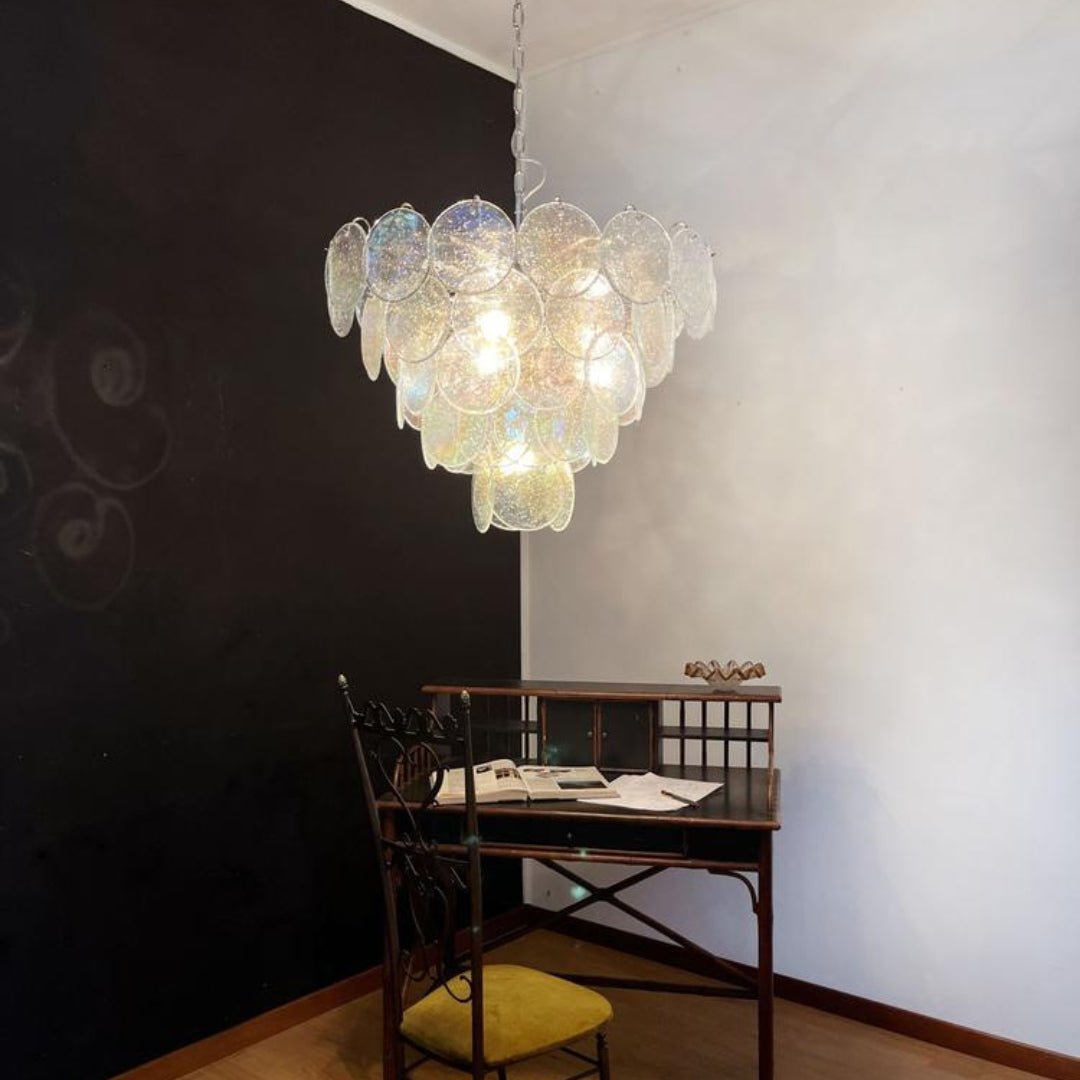 Aurora Chandelier Iridescent Murano Glass Disc - Neutralighting