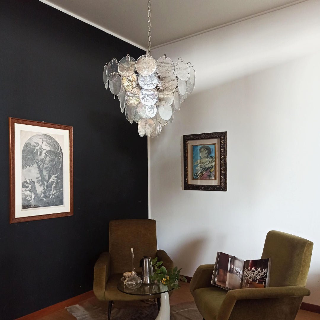 Aurora Chandelier Iridescent Murano Glass Disc - Neutralighting