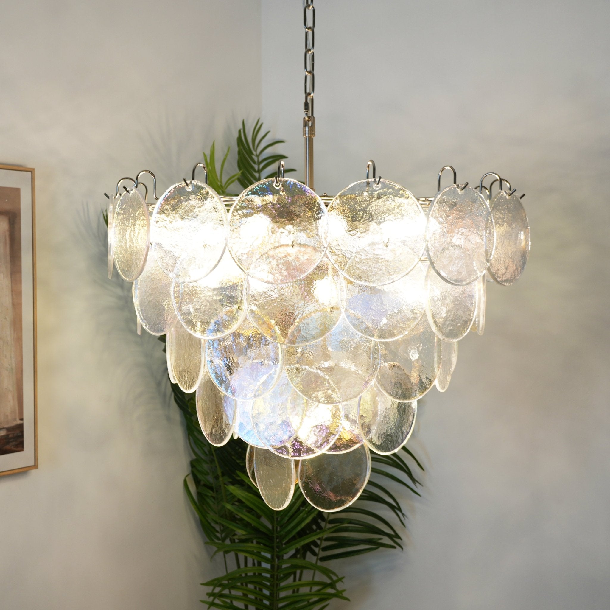 Aurora Chandelier Iridescent Murano Glass Disc - Neutralighting