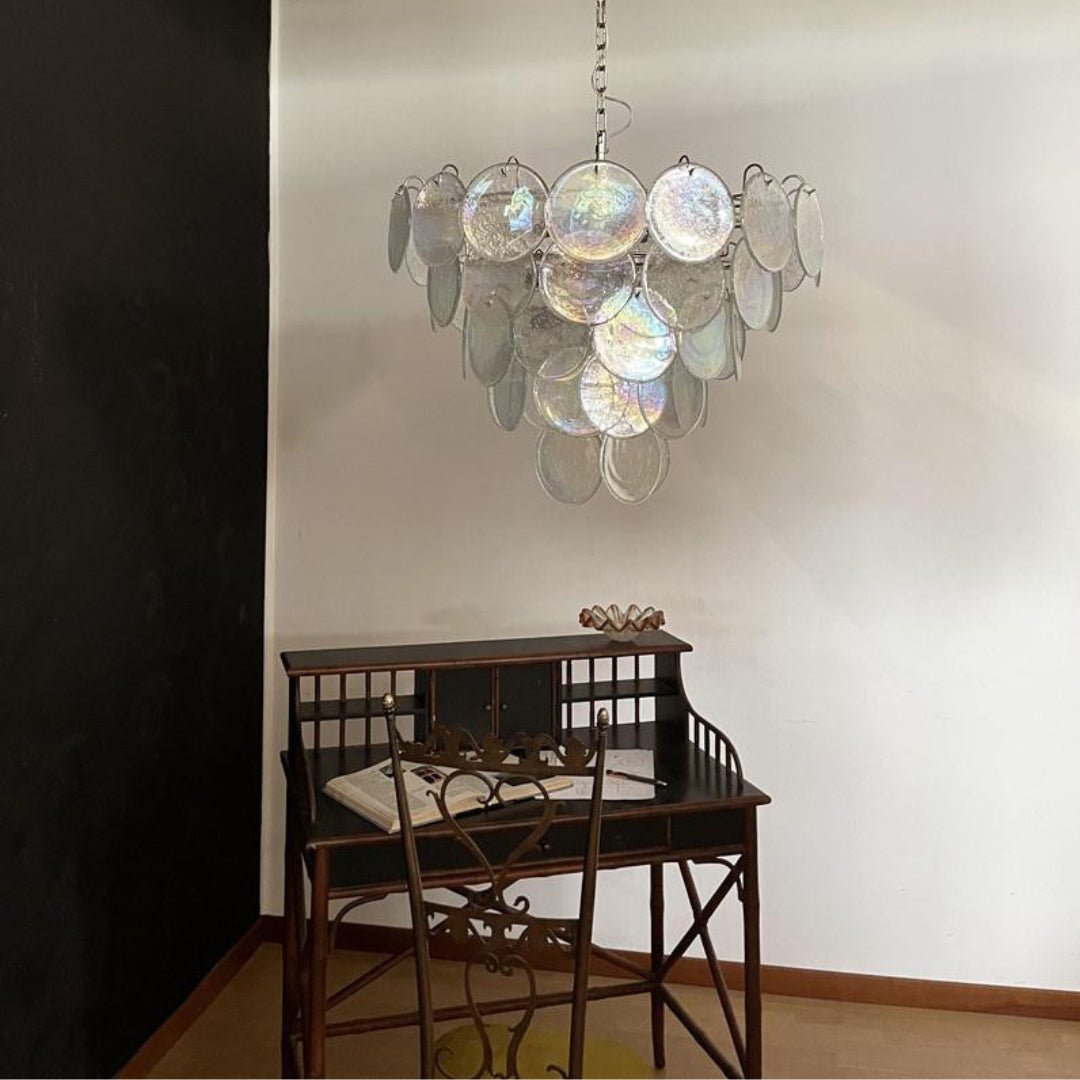 Aurora Chandelier Iridescent Murano Glass Disc - Neutralighting