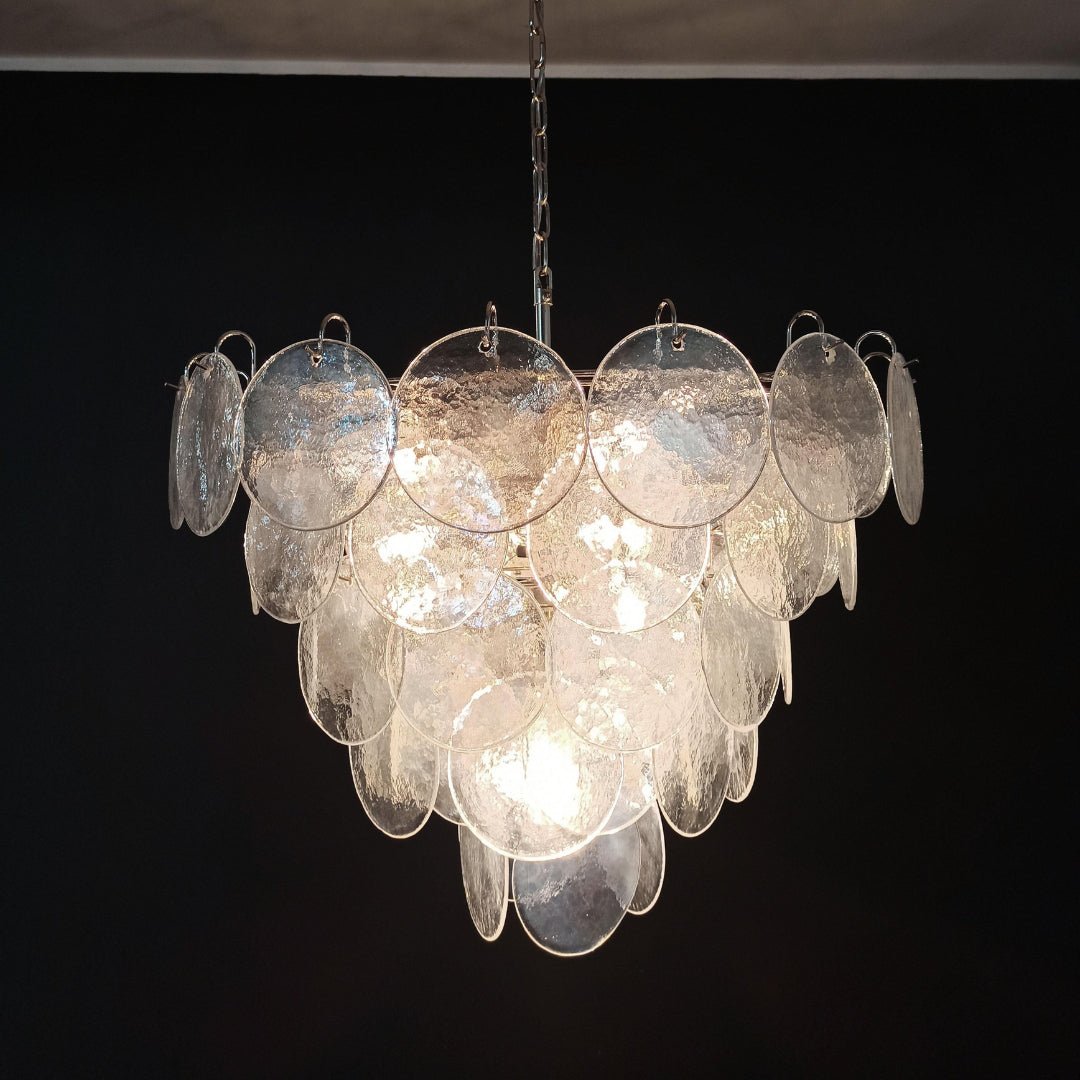 Aurora Chandelier Iridescent Murano Glass Disc - Neutralighting