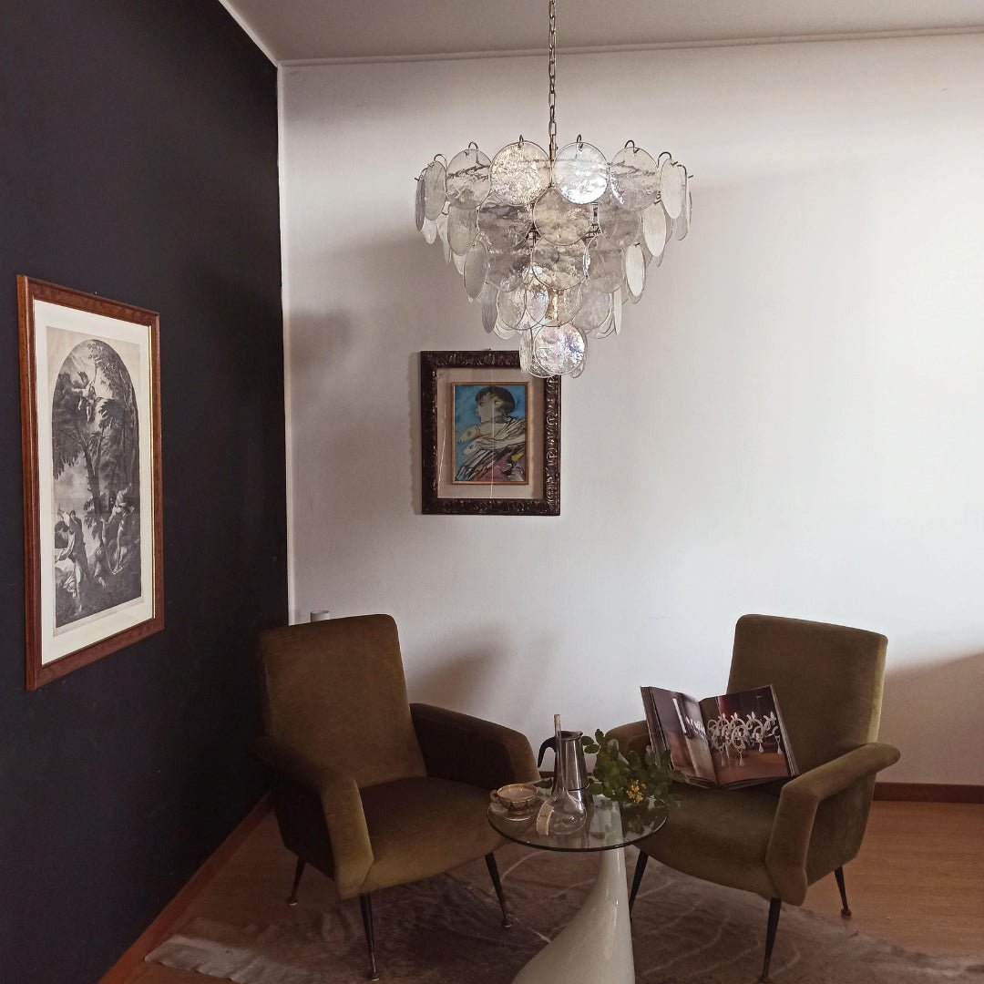 Aurora Chandelier Iridescent Murano Glass Disc - Neutralighting