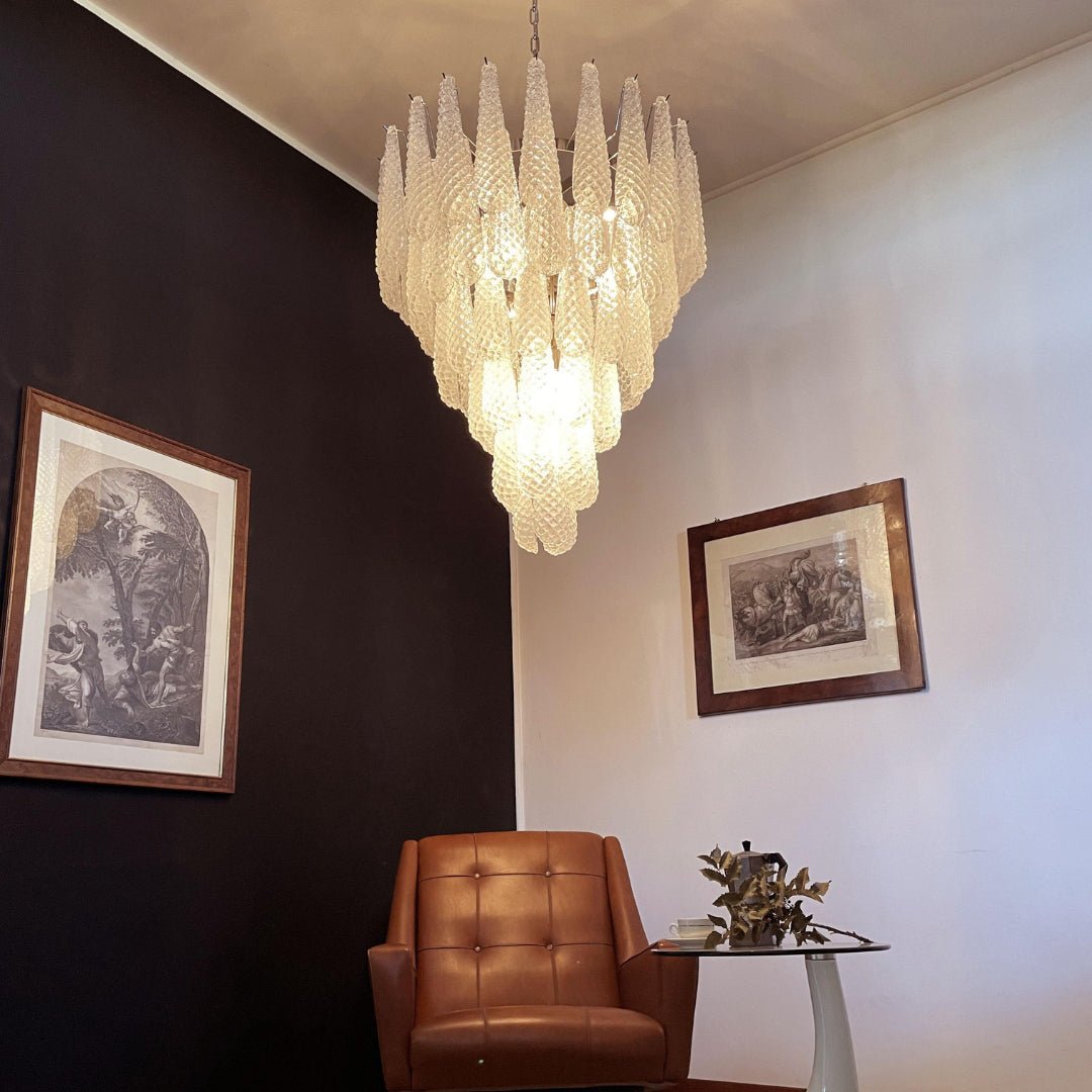 Aurora Chandelier Clear Murano Glass Dewdrop Layered - Neutralighting