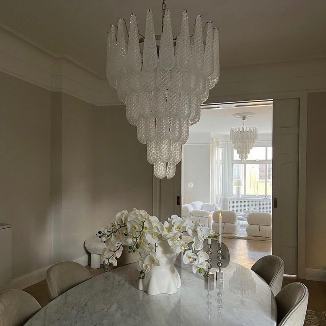 Aurora Chandelier Clear Murano Glass Dewdrop Layered - Neutralighting