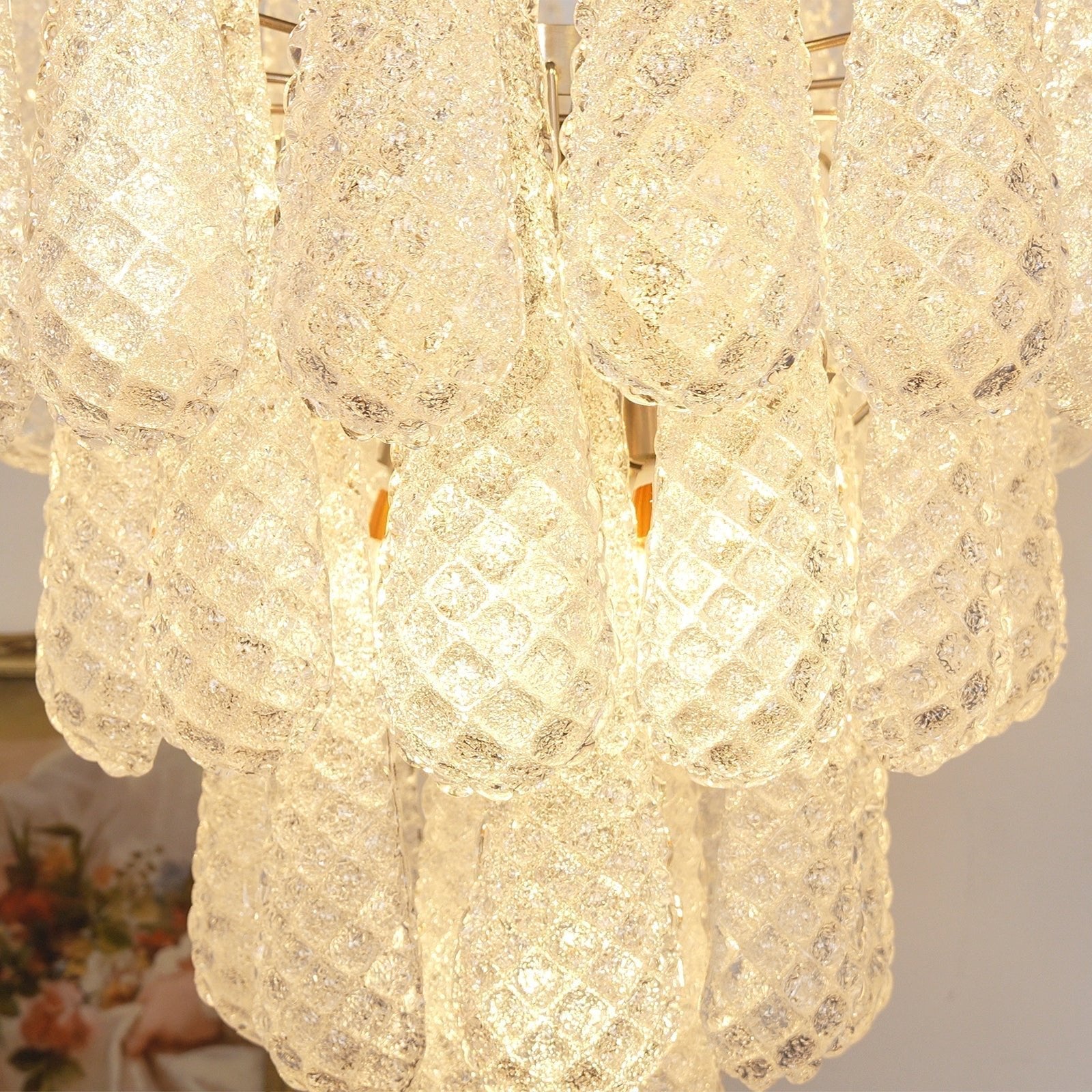 Aurora Chandelier Clear Murano Glass Dewdrop Layered - Neutralighting