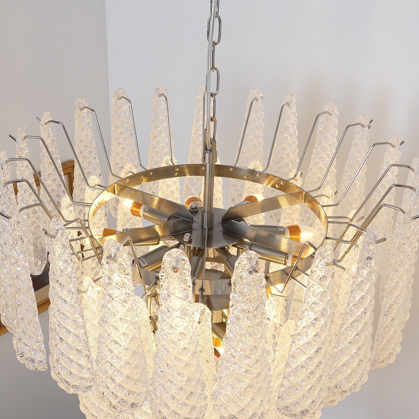 Aurora Chandelier Clear Murano Glass Dewdrop Layered - Neutralighting