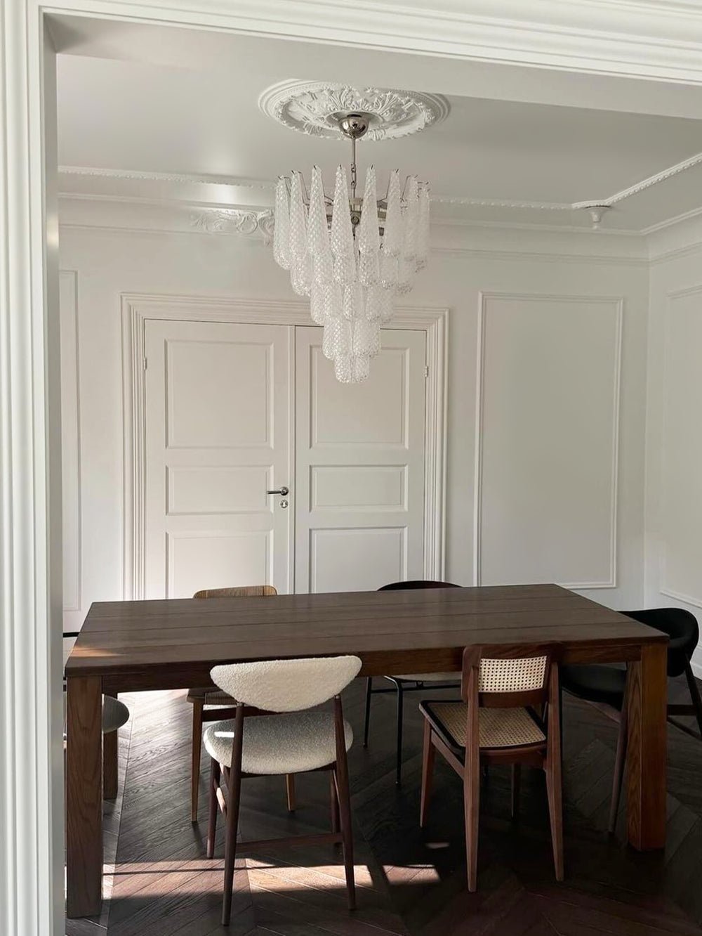 Aurora Chandelier Clear Droplets Murano Glass Waterfall Diamond - Neutralighting