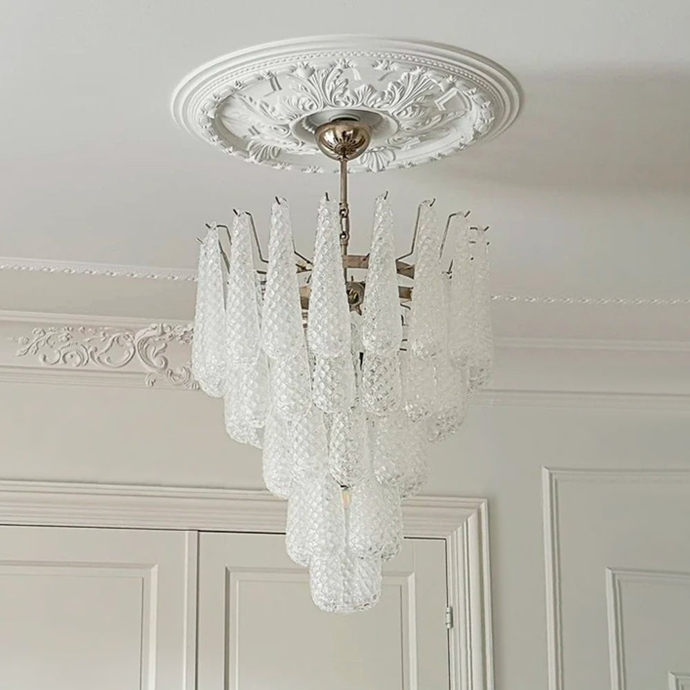 Aurora Chandelier Clear Droplets Murano Glass Waterfall Diamond - Neutralighting