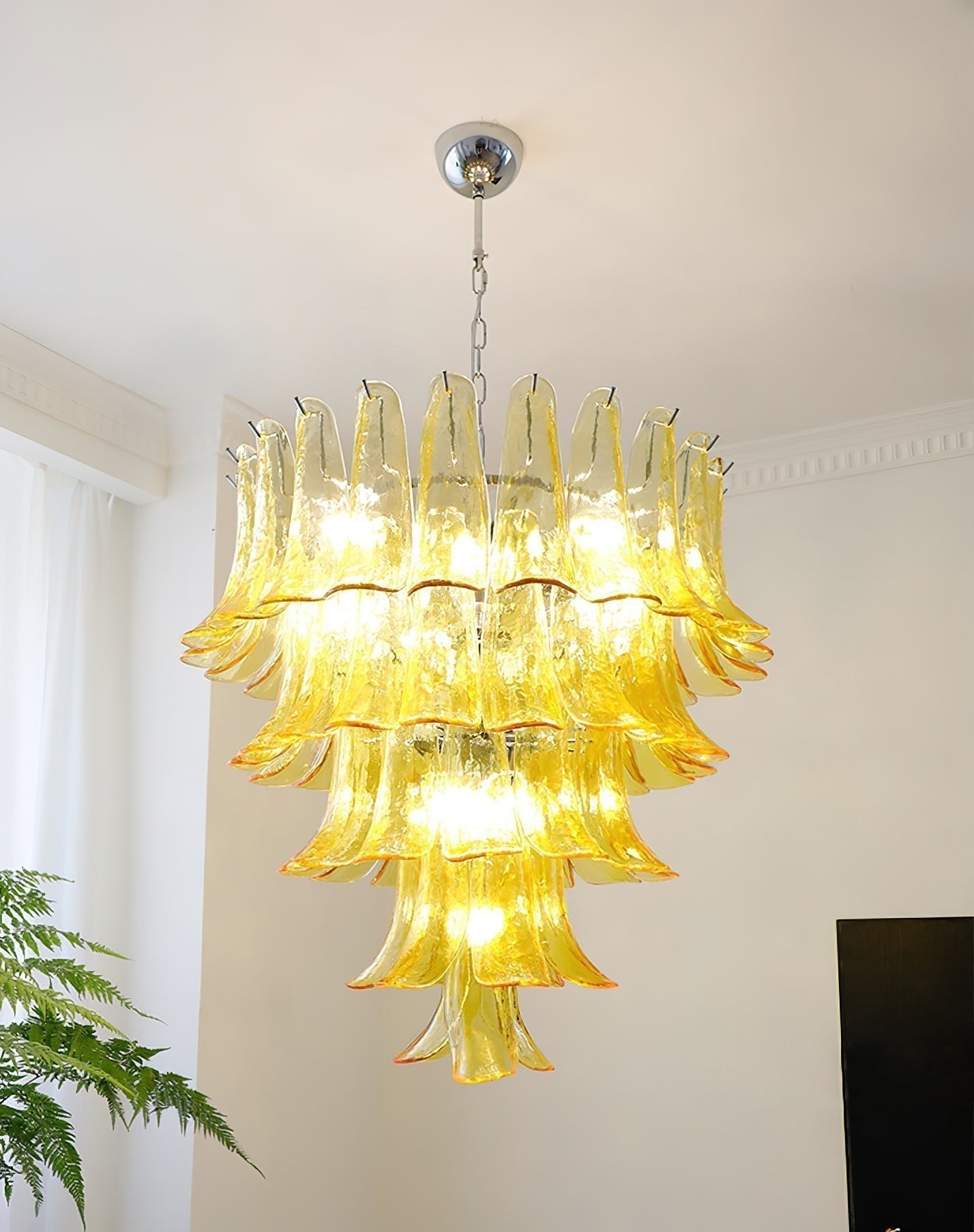 Aurora Chandelier Murano Glass Petals Vintage - Blowlighting
