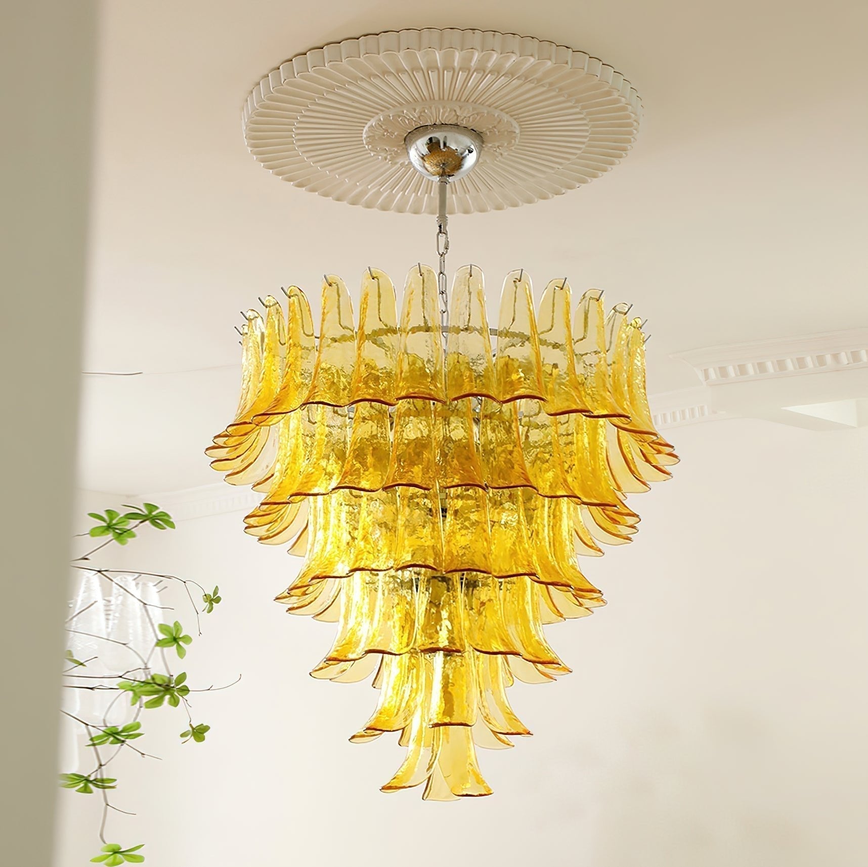 Aurora Chandelier Murano Glass Petals Vintage - Blowlighting