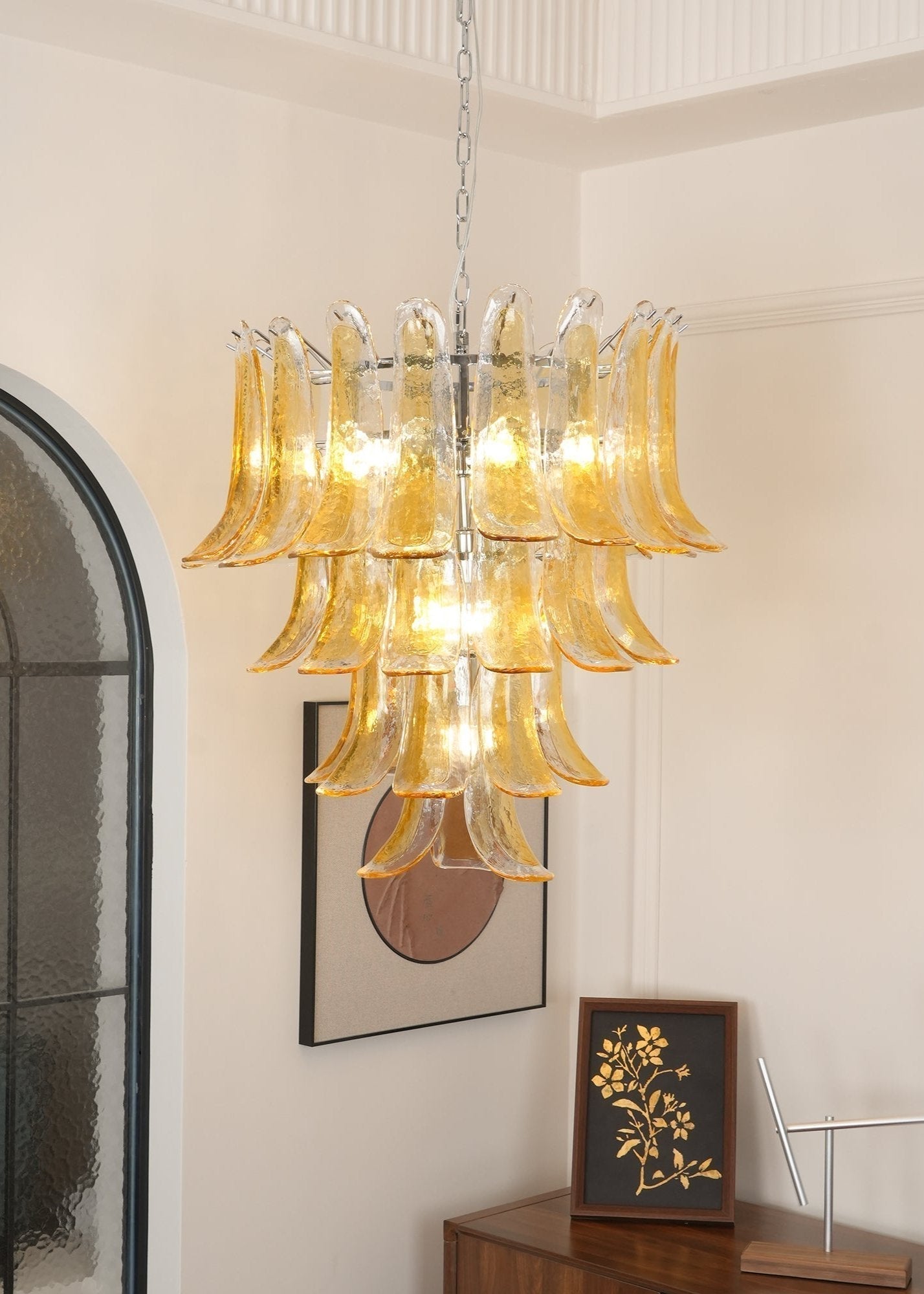 Aurora Chandelier Murano Glass Petals Vintage - Blowlighting