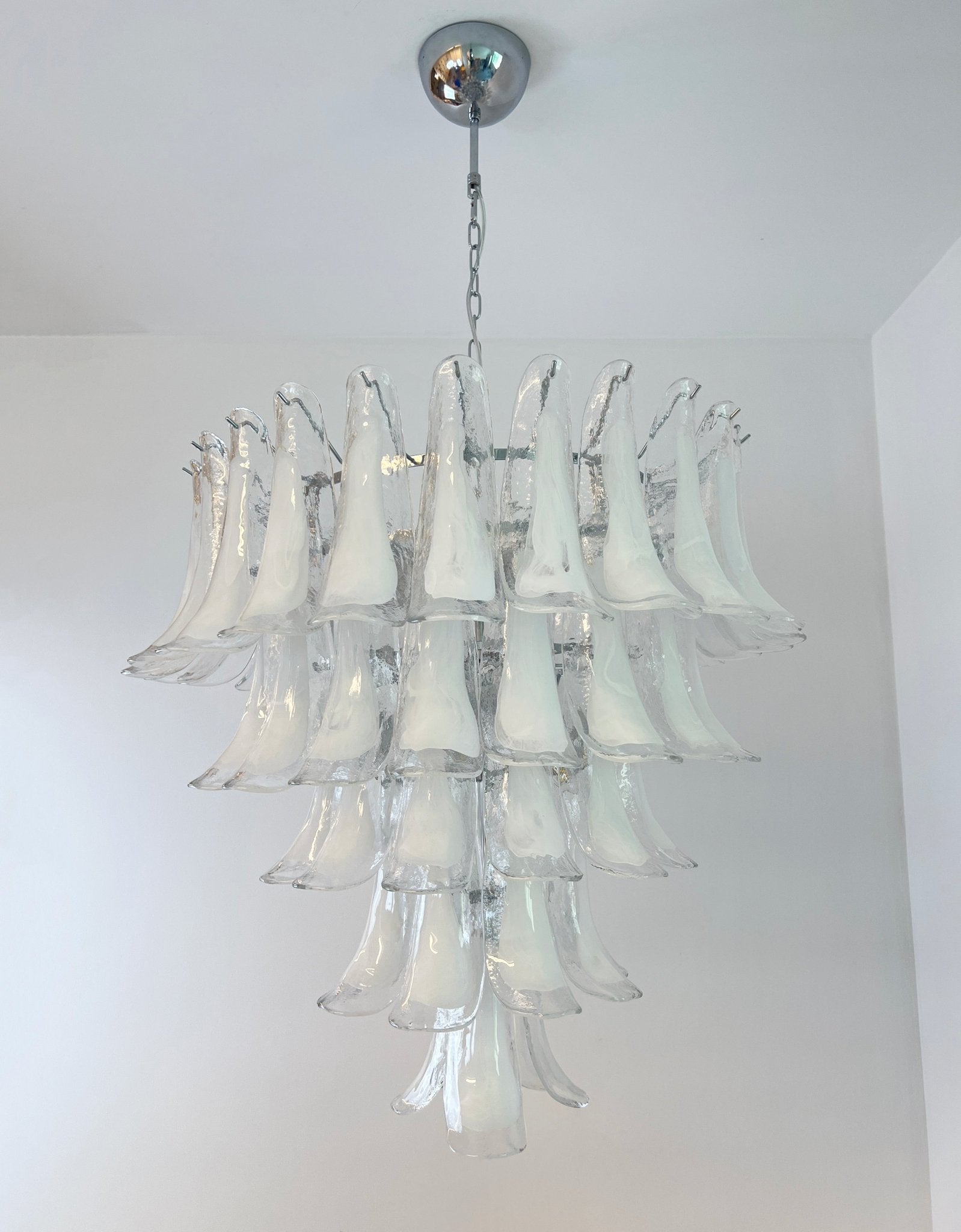 Aurora Chandelier Clear Murano Glass Petal Vintage - Blowlighting