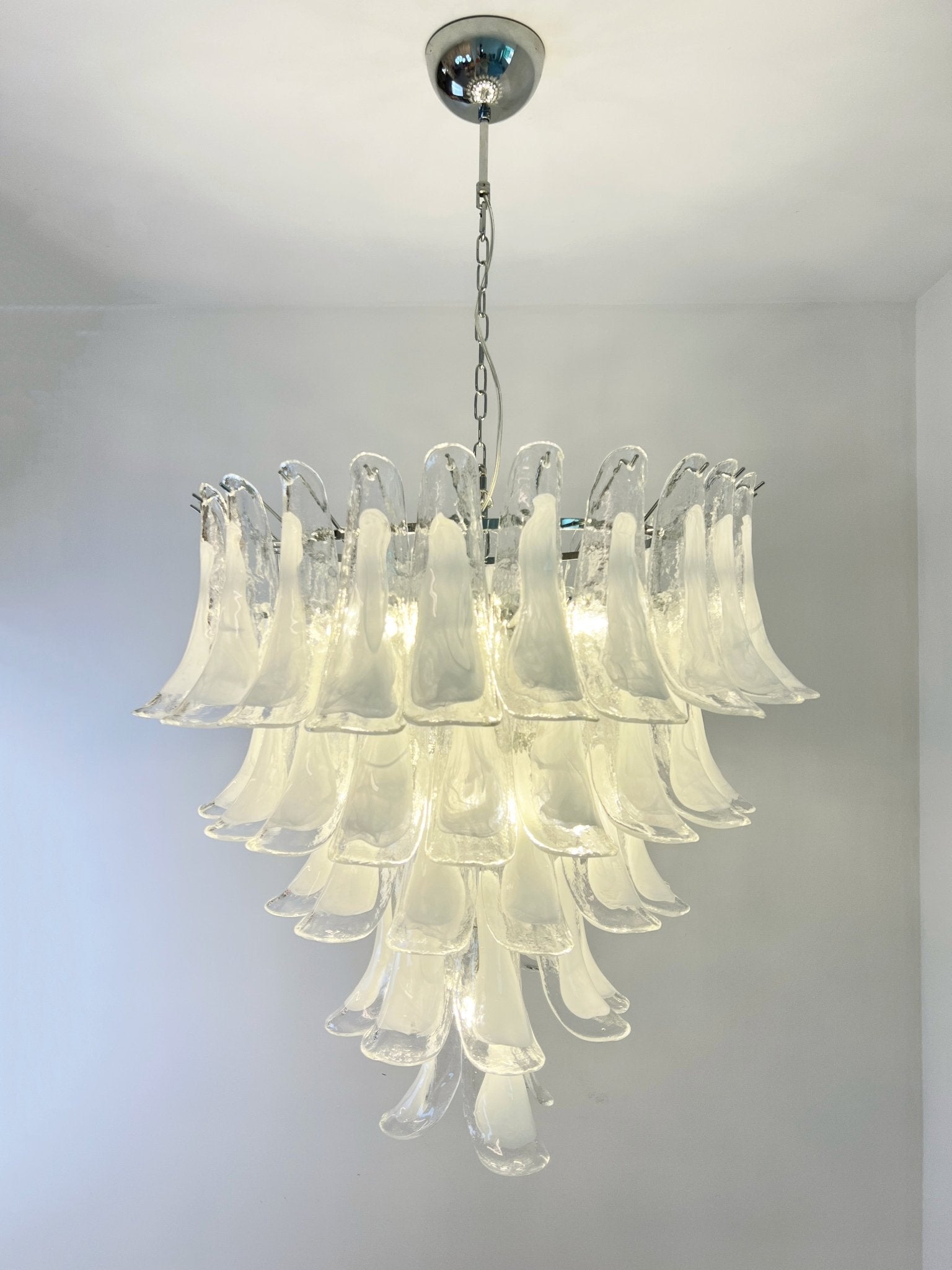 Aurora Chandelier Clear Murano Glass Petal Vintage - Blowlighting