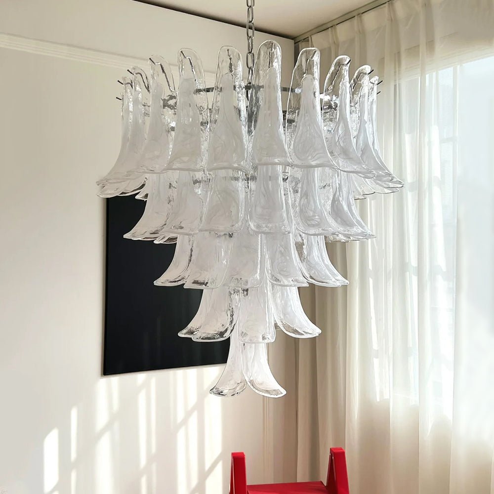 Aurora Chandelier Clear Murano Glass Petal Vintage - Blowlighting