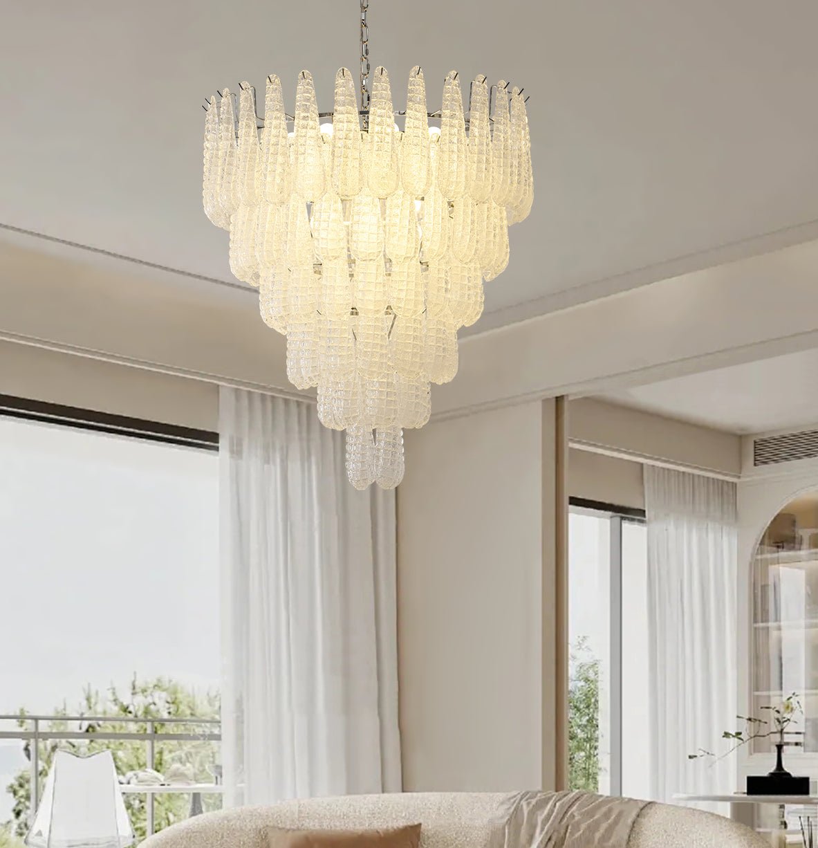 Aurora Chandelier Pinecone Murano Glass Textured Luxury - Neutralighting