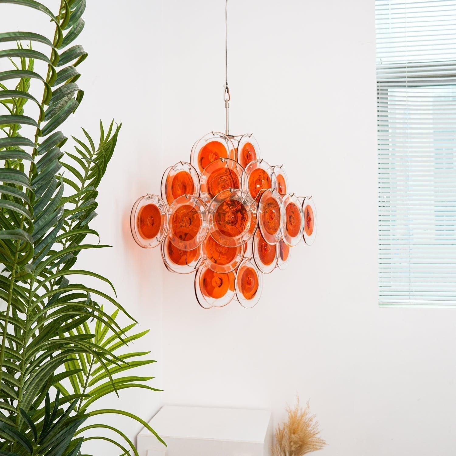Aurora Chandelier Orange Murano Glass Disc Layered - Neutralighting