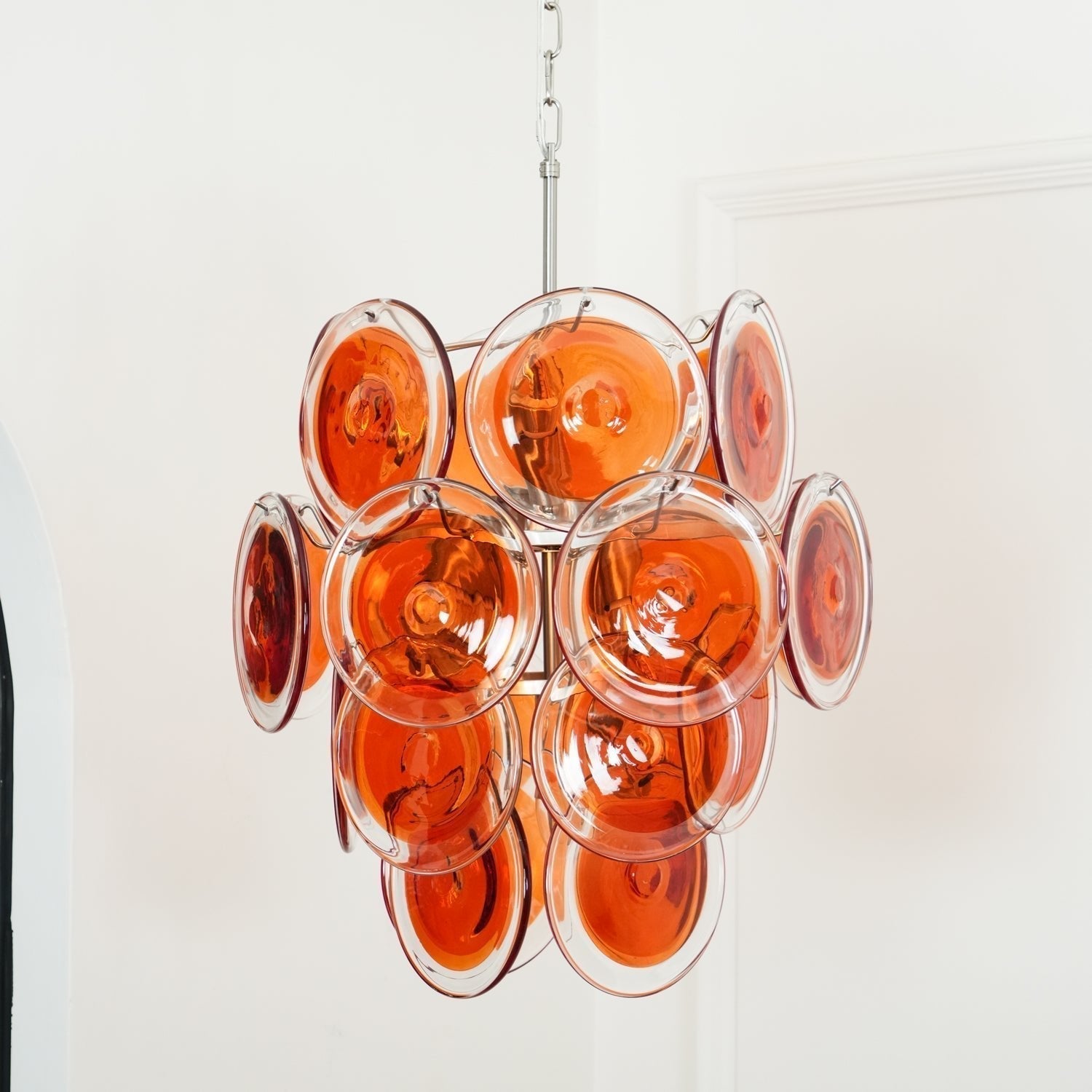 Aurora Chandelier Murano Orange Glass - Blowlighting