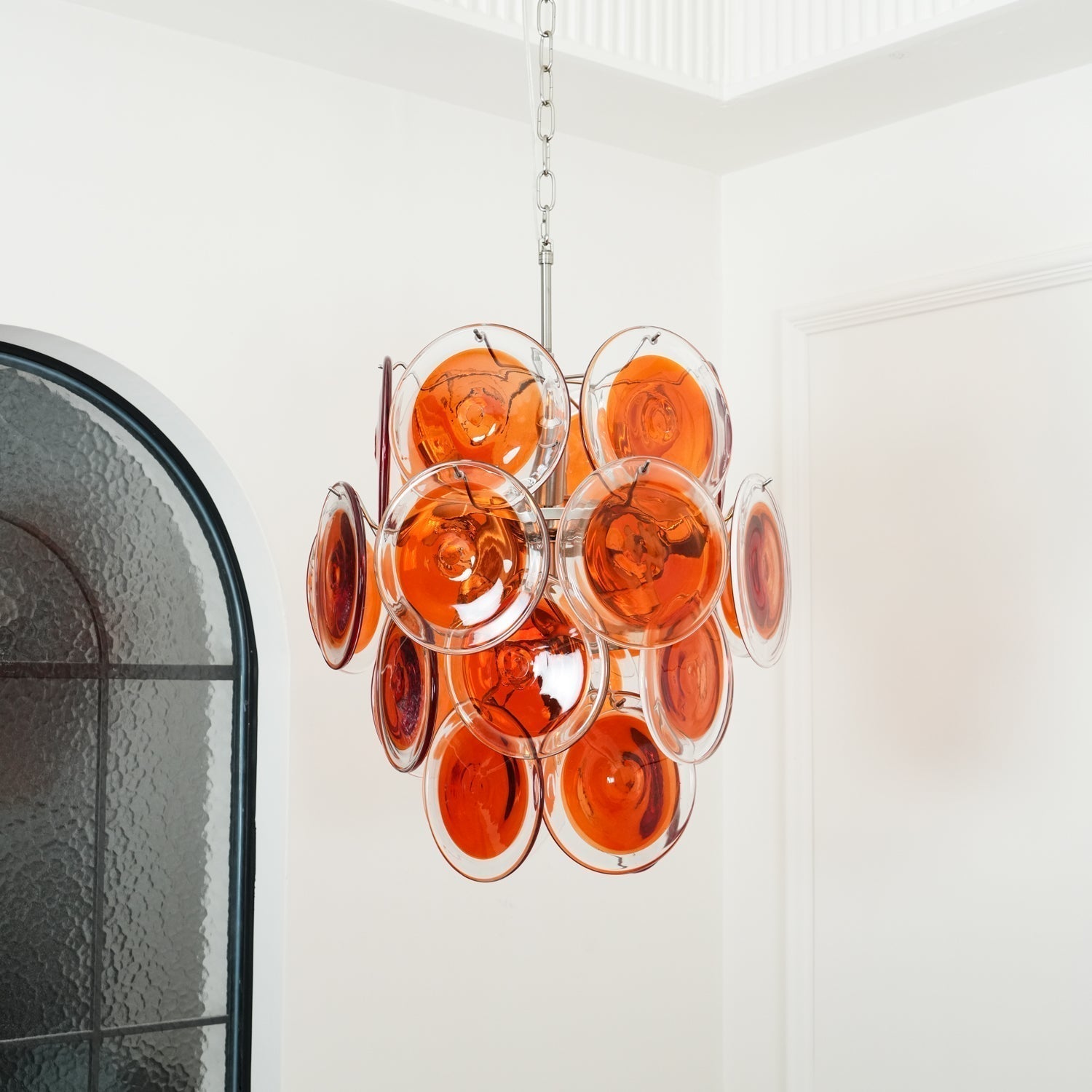Aurora Chandelier Murano Orange Glass - Blowlighting