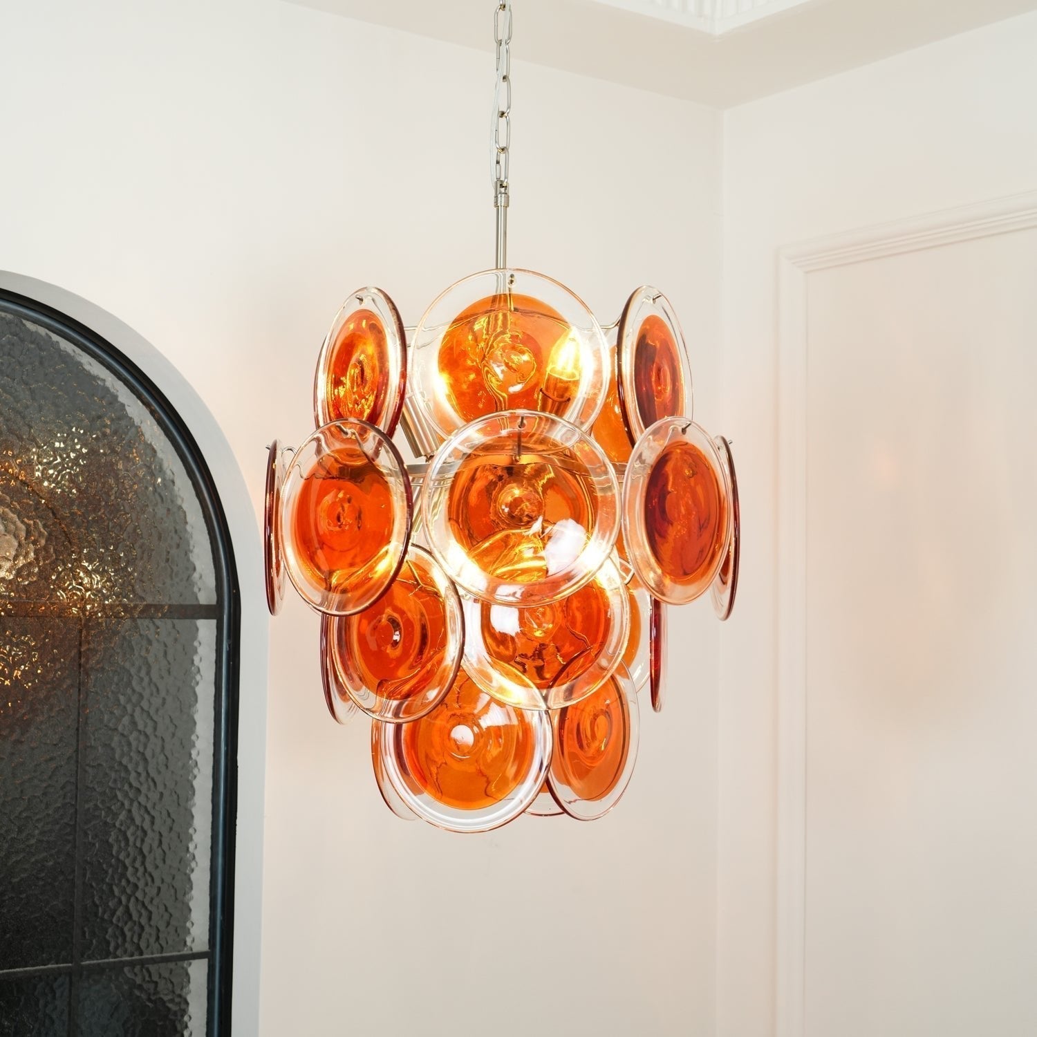 Aurora Chandelier Murano Orange Glass - Blowlighting