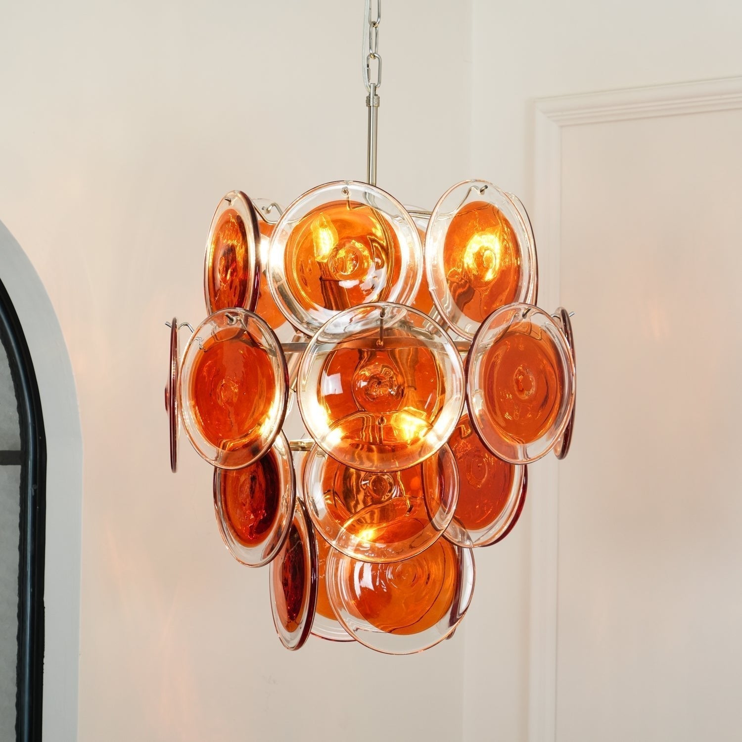 Aurora Chandelier Murano Orange Glass - Blowlighting
