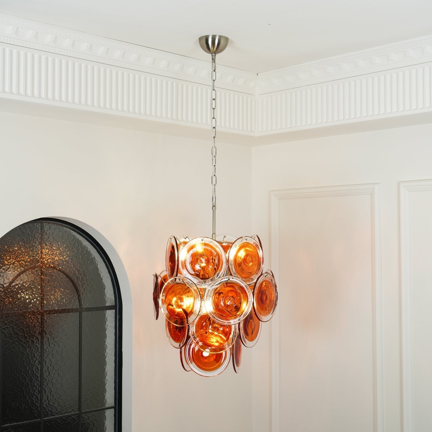Aurora Chandelier Murano Orange Glass - Blowlighting