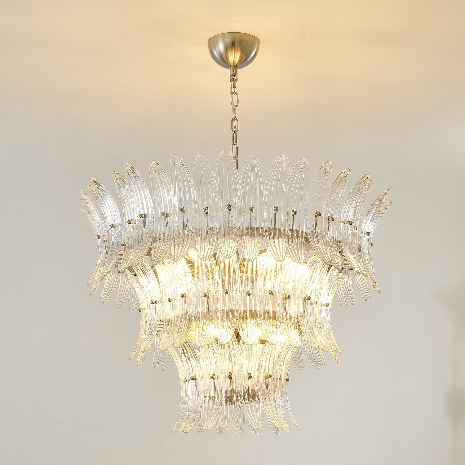 Aurora Chandelier Murano Glass Palmette Leaf Tiered - Blowlighting