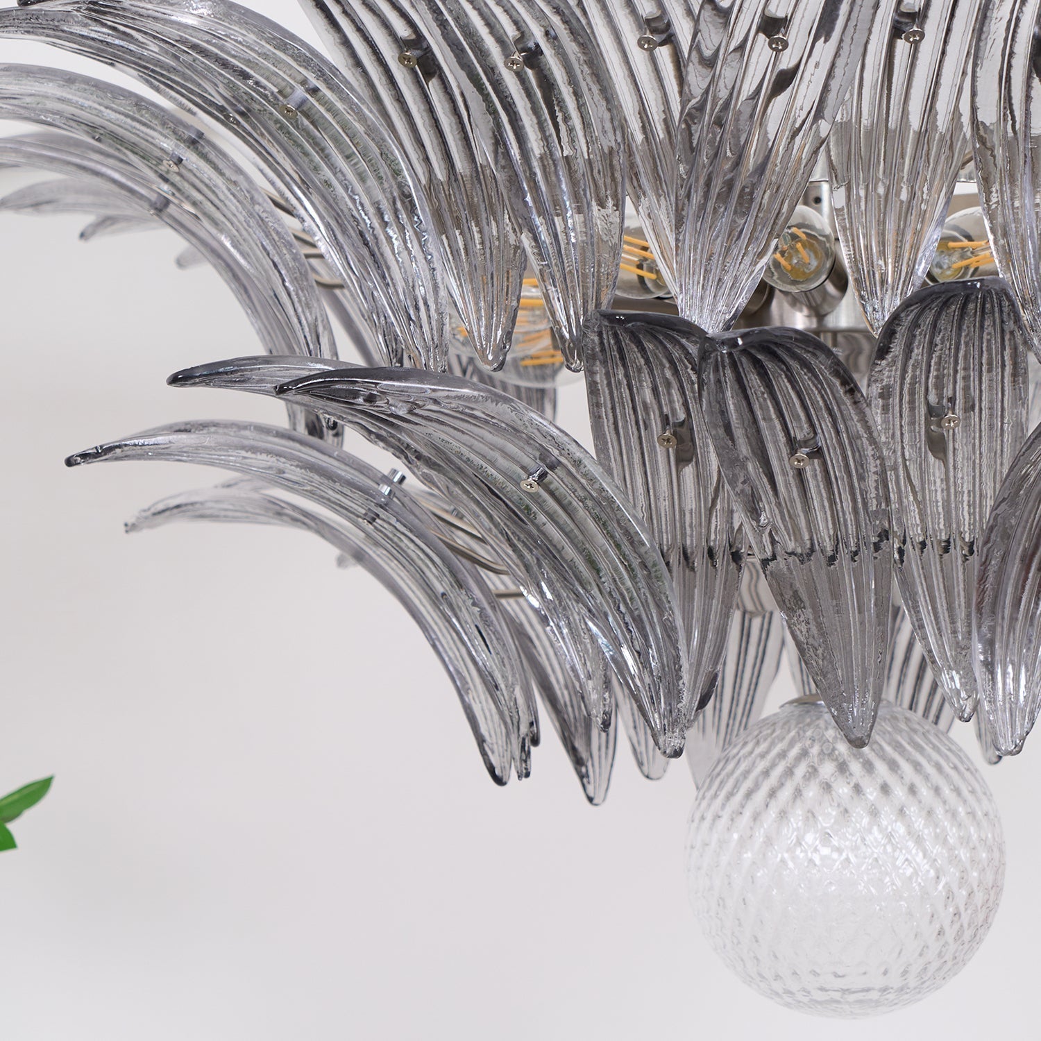 Aurora Chandelier Palmette Clear Murano Glass Leaf Layered - Neutralighting