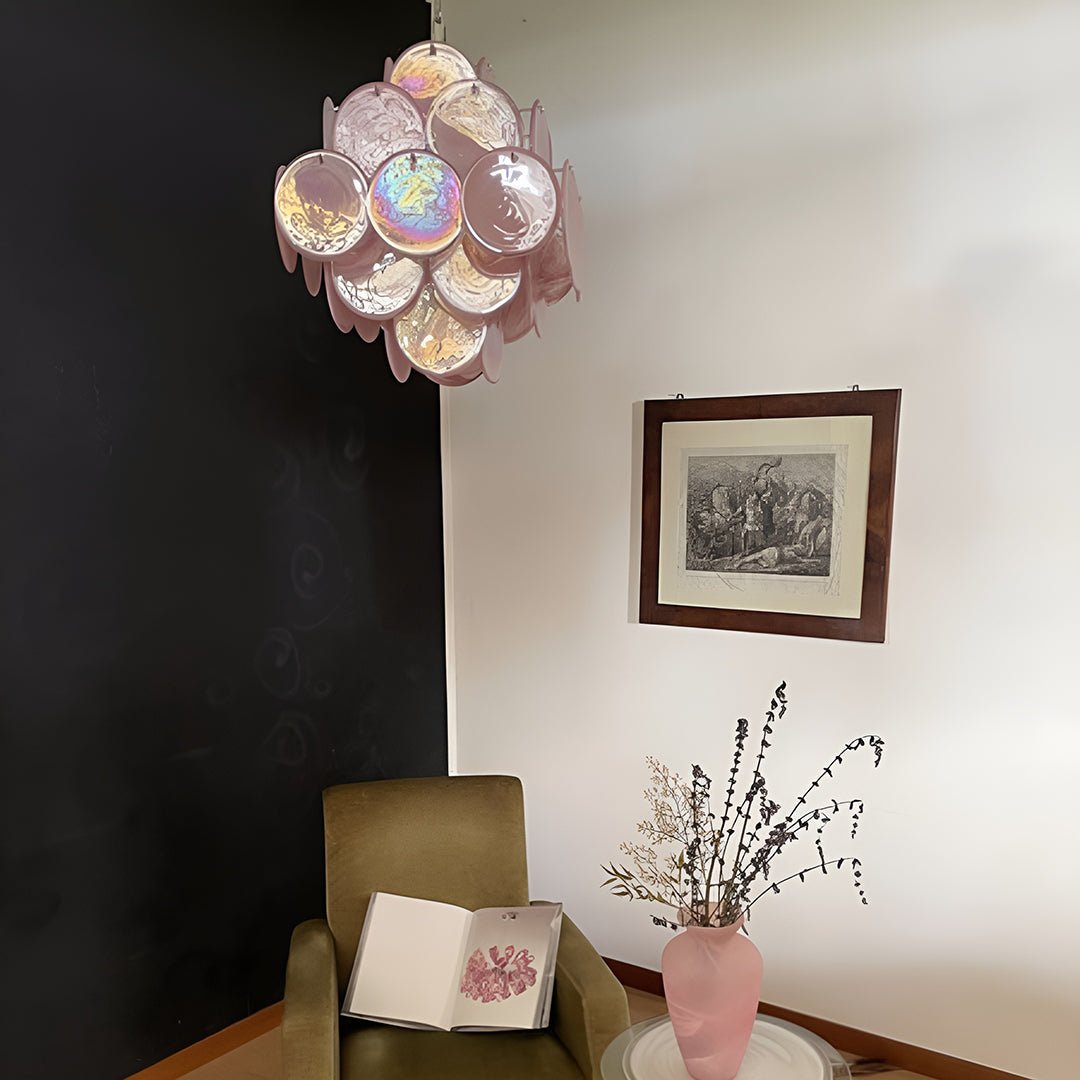 Aurora Chandelier Pink Disc Layered Artisanal - Neutralighting