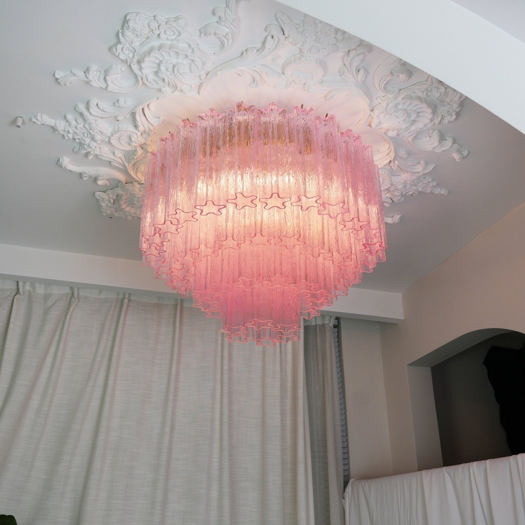 Aurora Ceiling Lamp Murano Pink Glass Vintage - Blowlighting