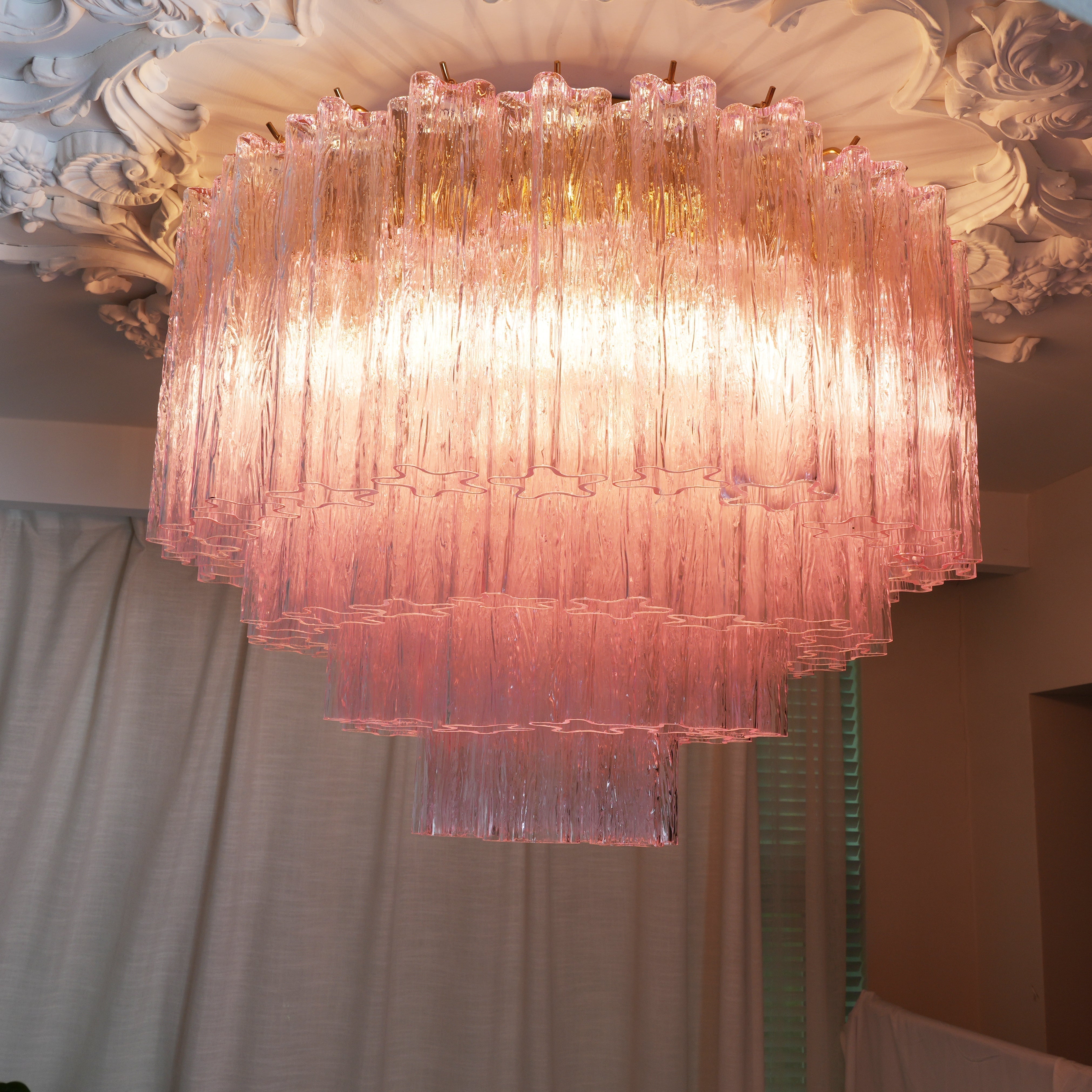 Aurora Ceiling Lamp Murano Pink Glass Vintage - Blowlighting