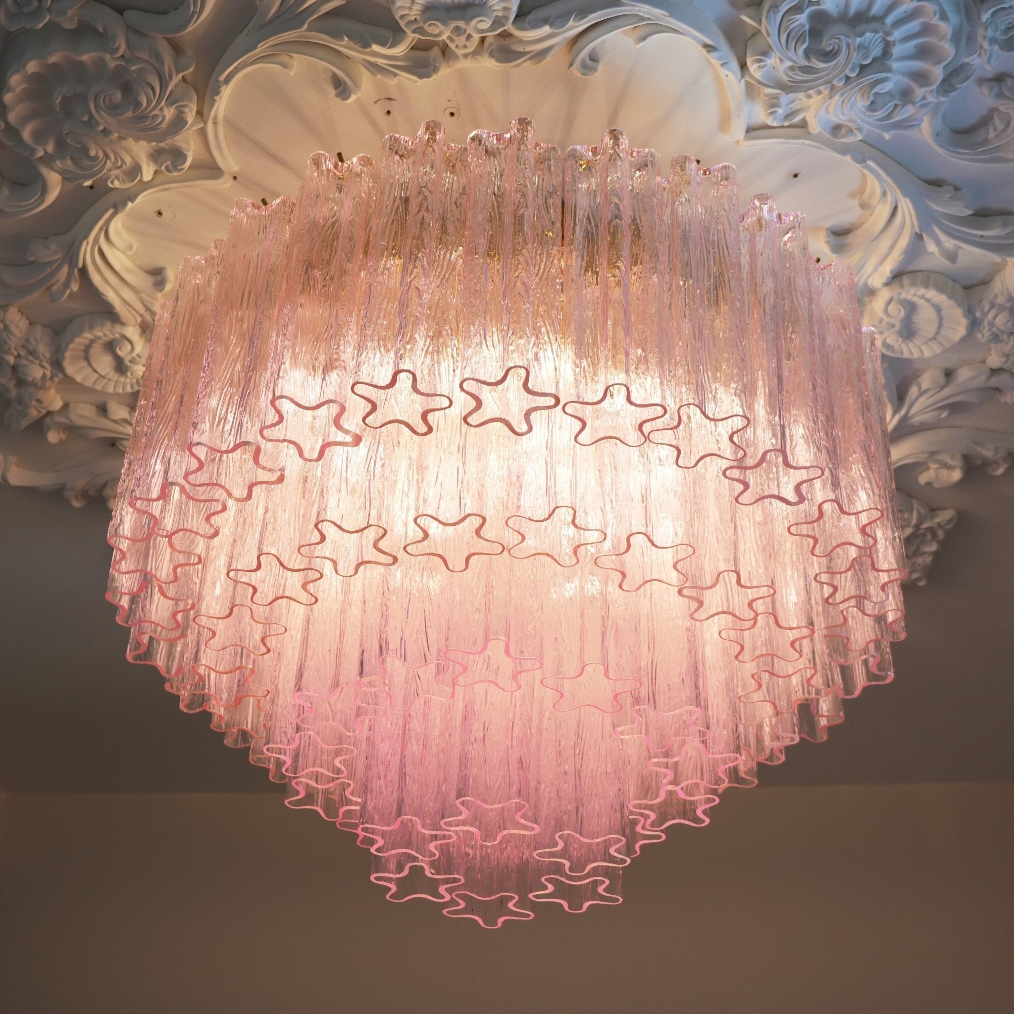Aurora Ceiling Lamp Murano Pink Glass Vintage - Blowlighting