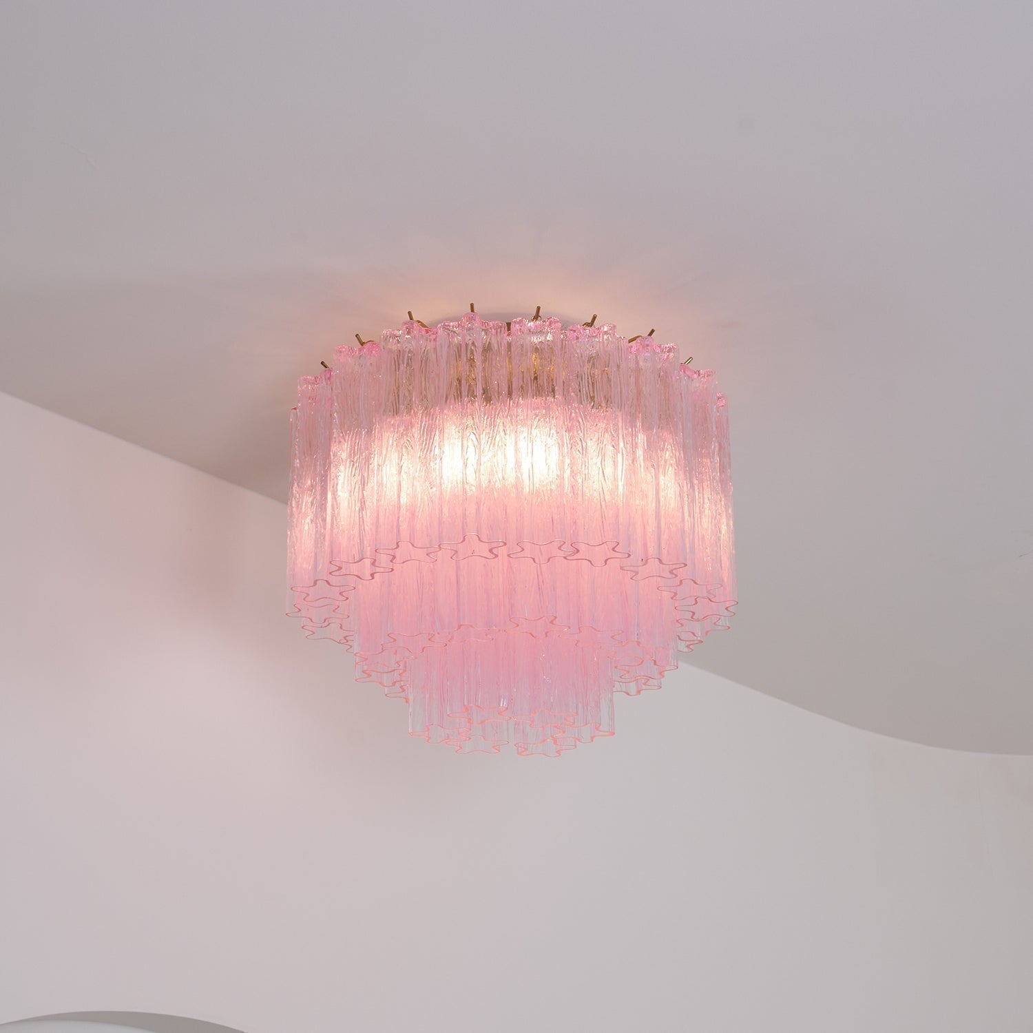 Aurora Ceiling Lamp Murano Pink Glass Vintage - Blowlighting