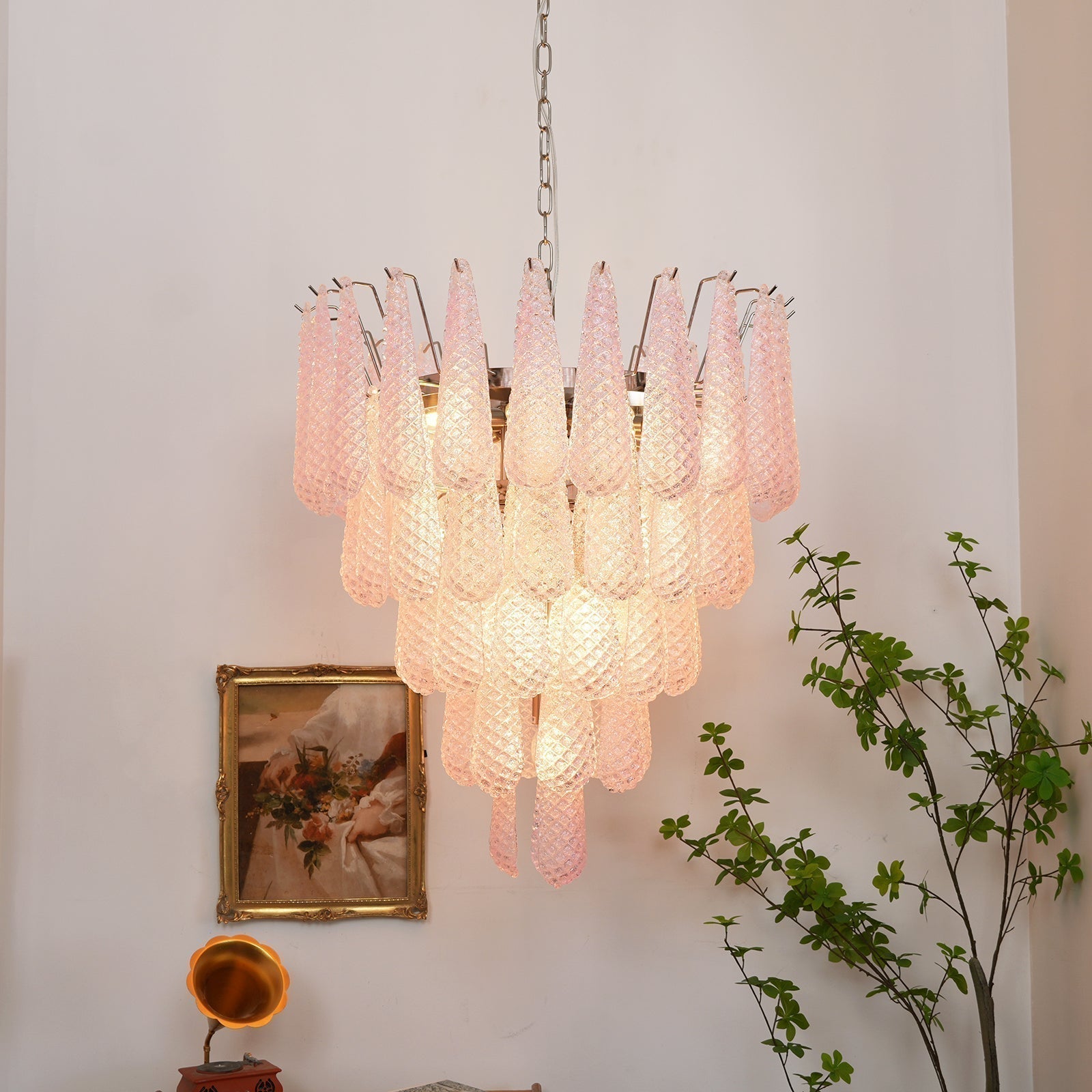 Aurora Chandelier Pink Dewdrop Cascading Romantic - Neutralighting