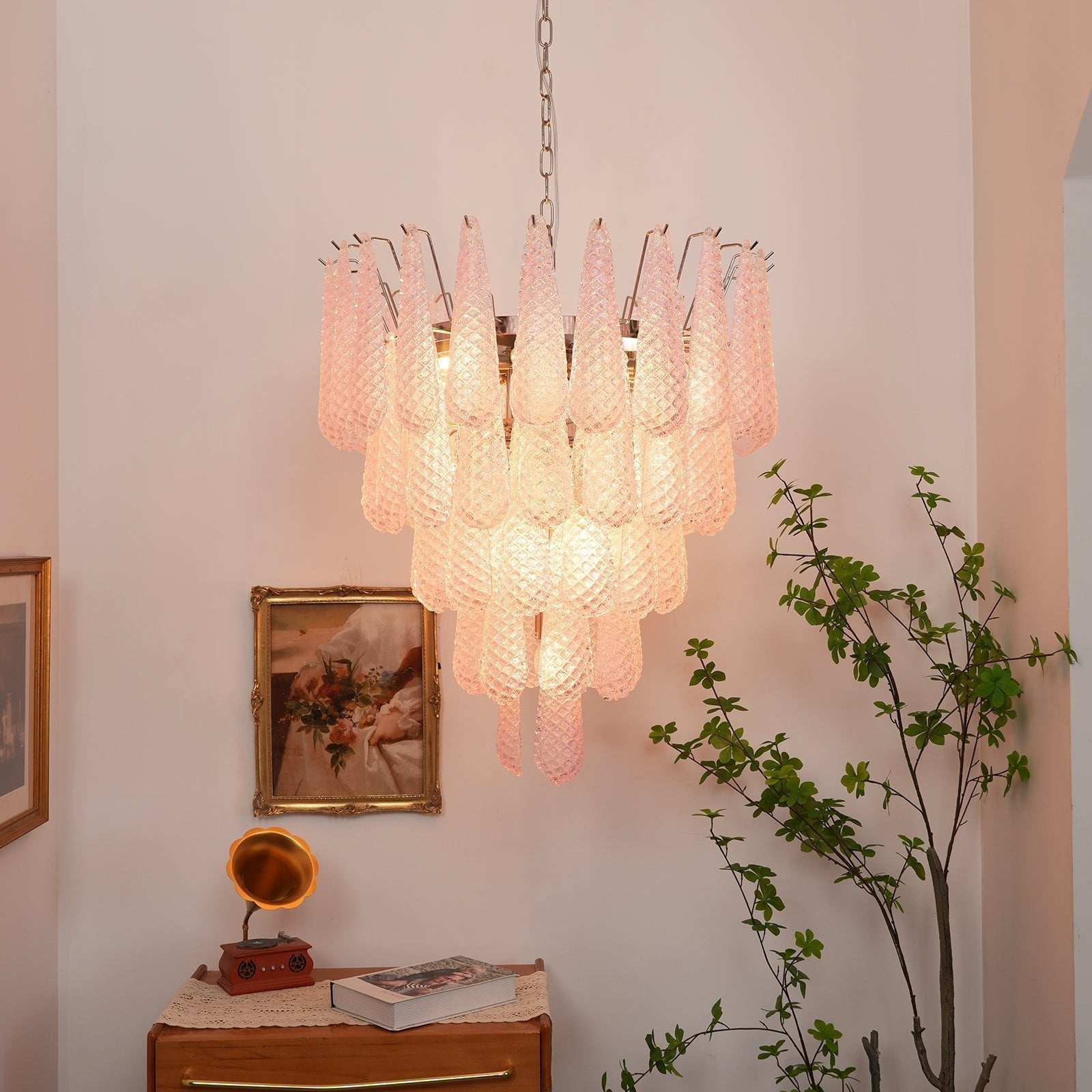 Aurora Chandelier Pink Dewdrop Cascading Romantic - Neutralighting