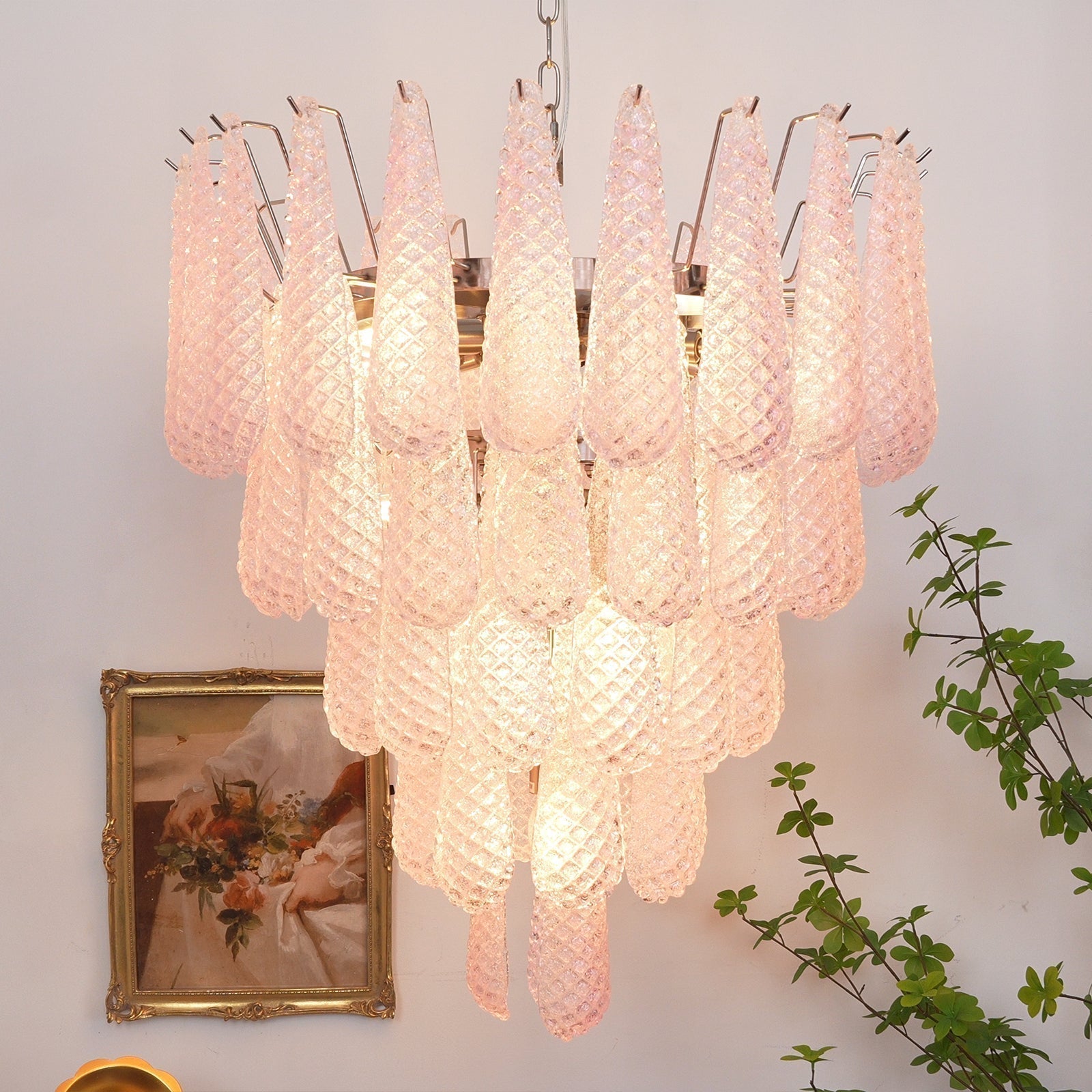 Aurora Chandelier Pink Dewdrop Cascading Romantic - Neutralighting