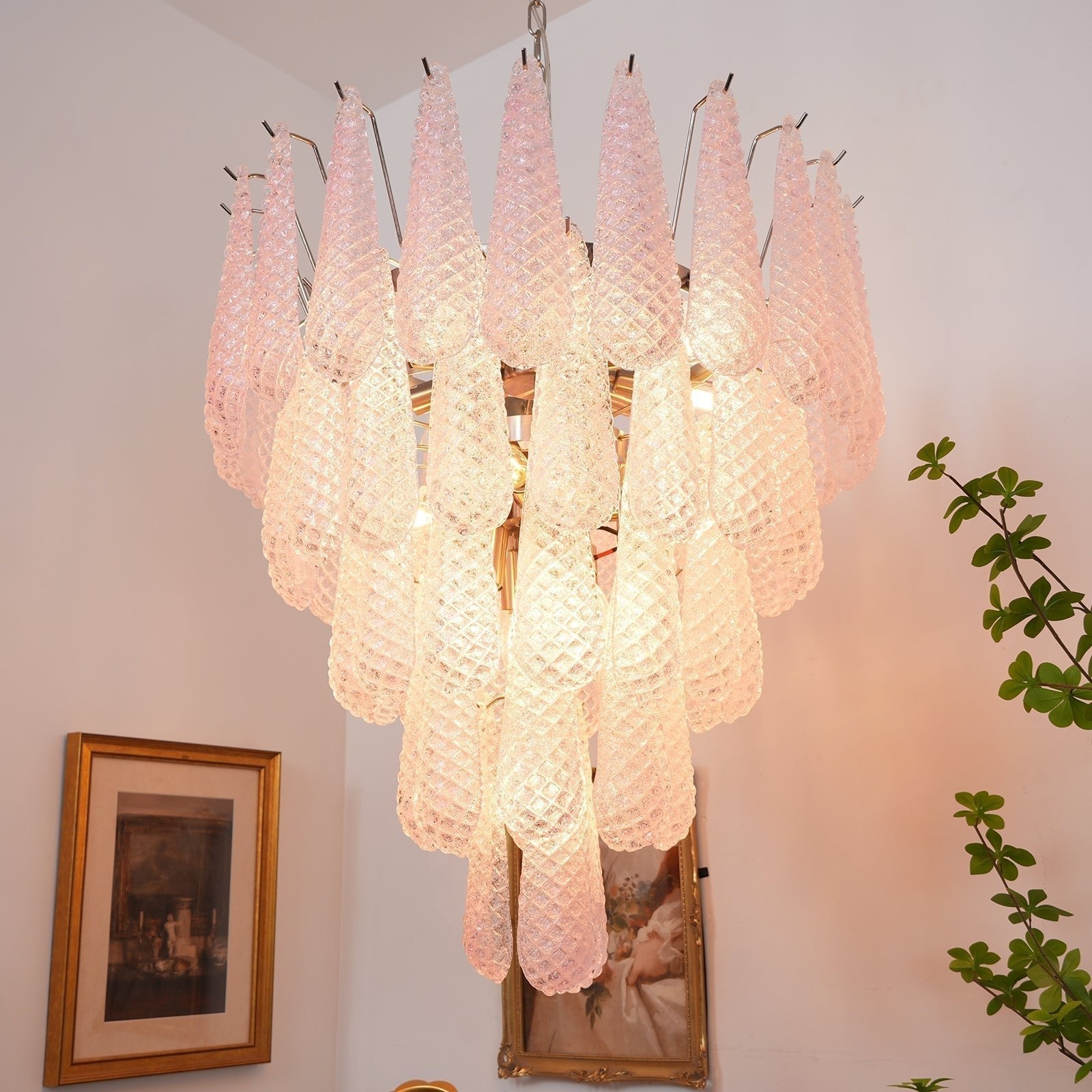 Aurora Chandelier Pink Dewdrop Cascading Romantic - Neutralighting