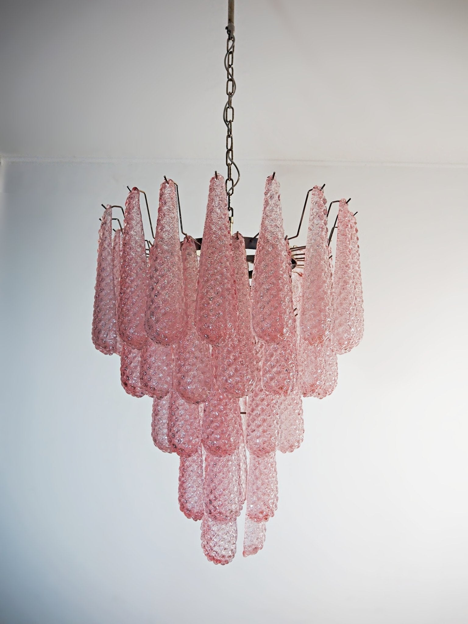 Aurora Chandelier Pink Droplet Murano Glass Diamond Pattern Waterfall - Neutralighting